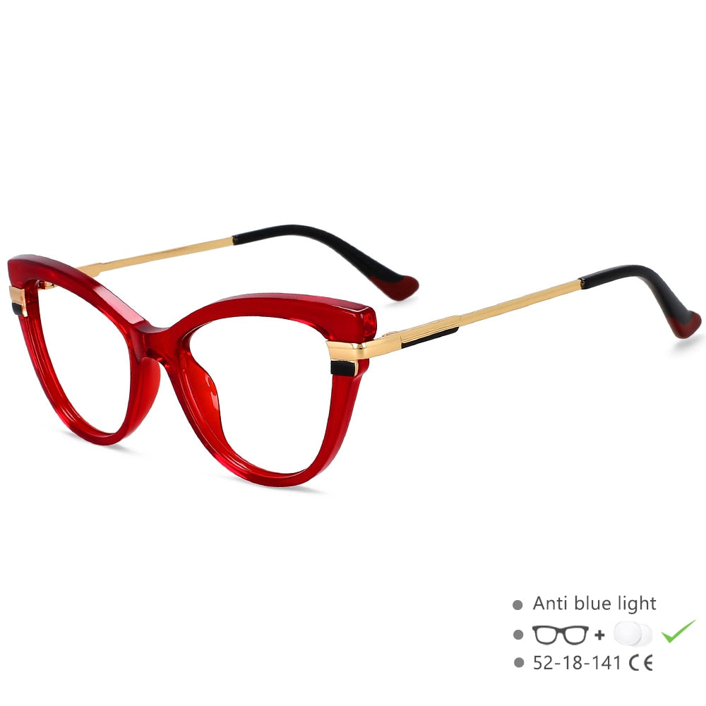 CCspace Women's Full Rim Square Cat Eye Titanium Eyeglasses Frame 55706 - Lightweight & Durable for Work, Reading & Fashion Accessories