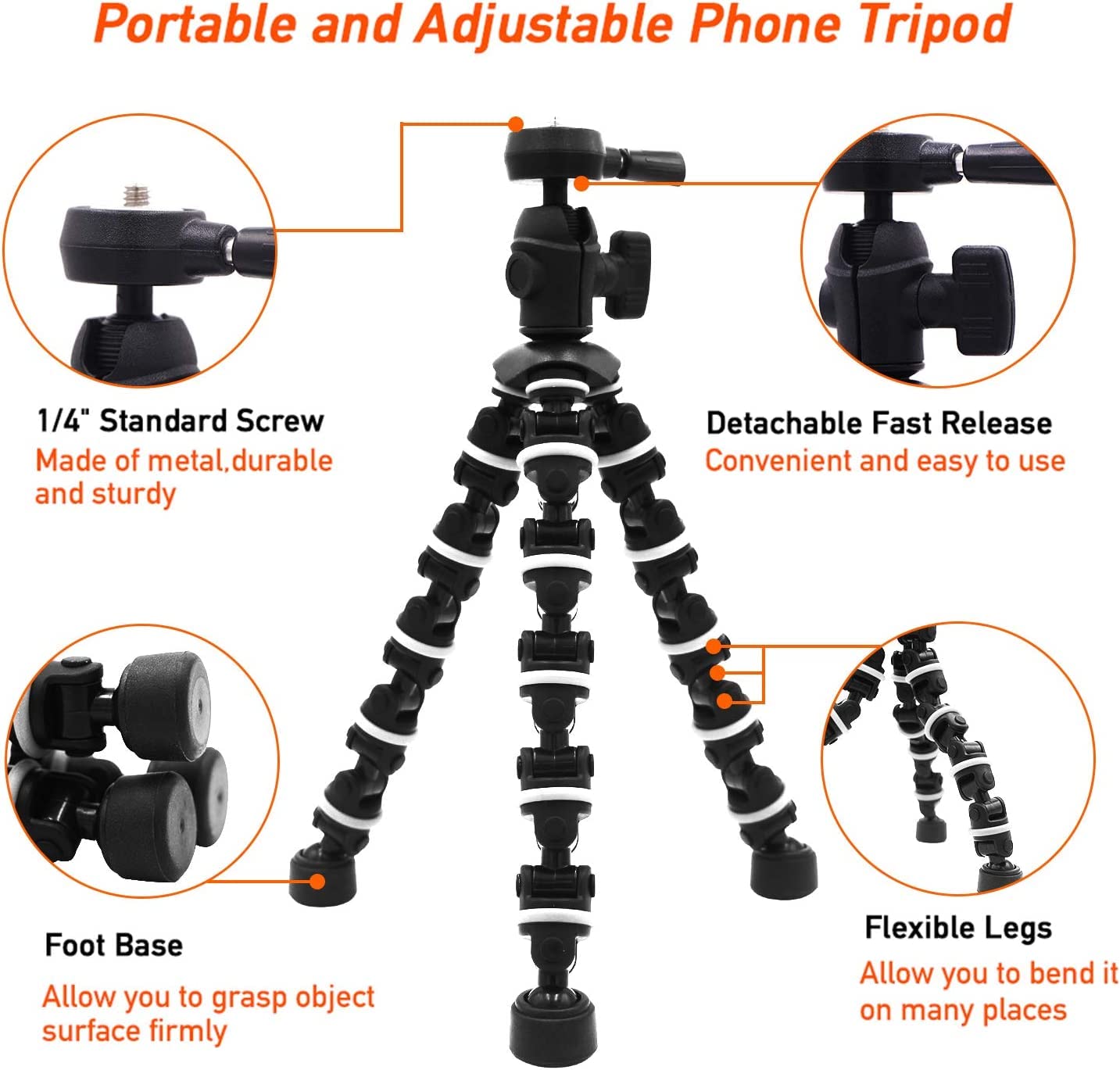 Linkcool Octopus Phone Tripod with Wireless Remote - Flexible Stand Holder for iPhone, Smartphones, GoPro & Cameras | Perfect for Travel, Vlogging, Selfies & Tabletop Photography