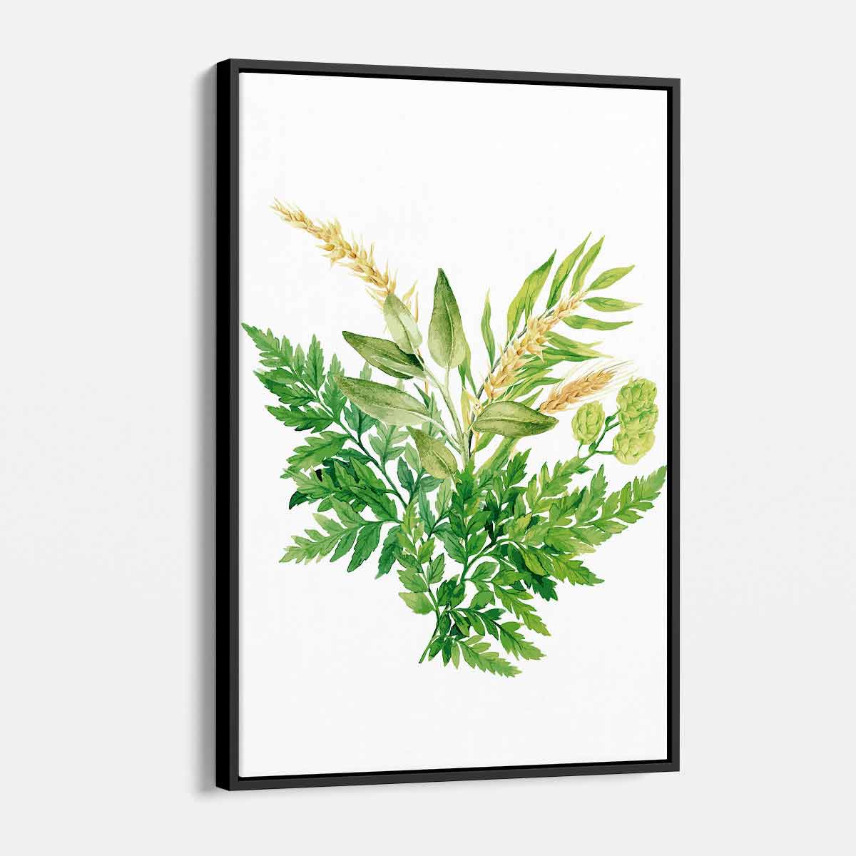 Green Watercolor Leaves Bouquet Wall Art Canvas Print - Modern Botanical Home Decor for Living Room, Bedroom & Office
