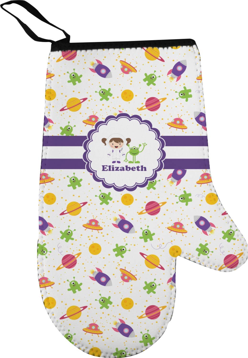 Custom Girls Space Themed Oven Mitt and Pot Holder Set - Personalized with Name or Text - Perfect for Baking, Cooking, and Kitchen Decor