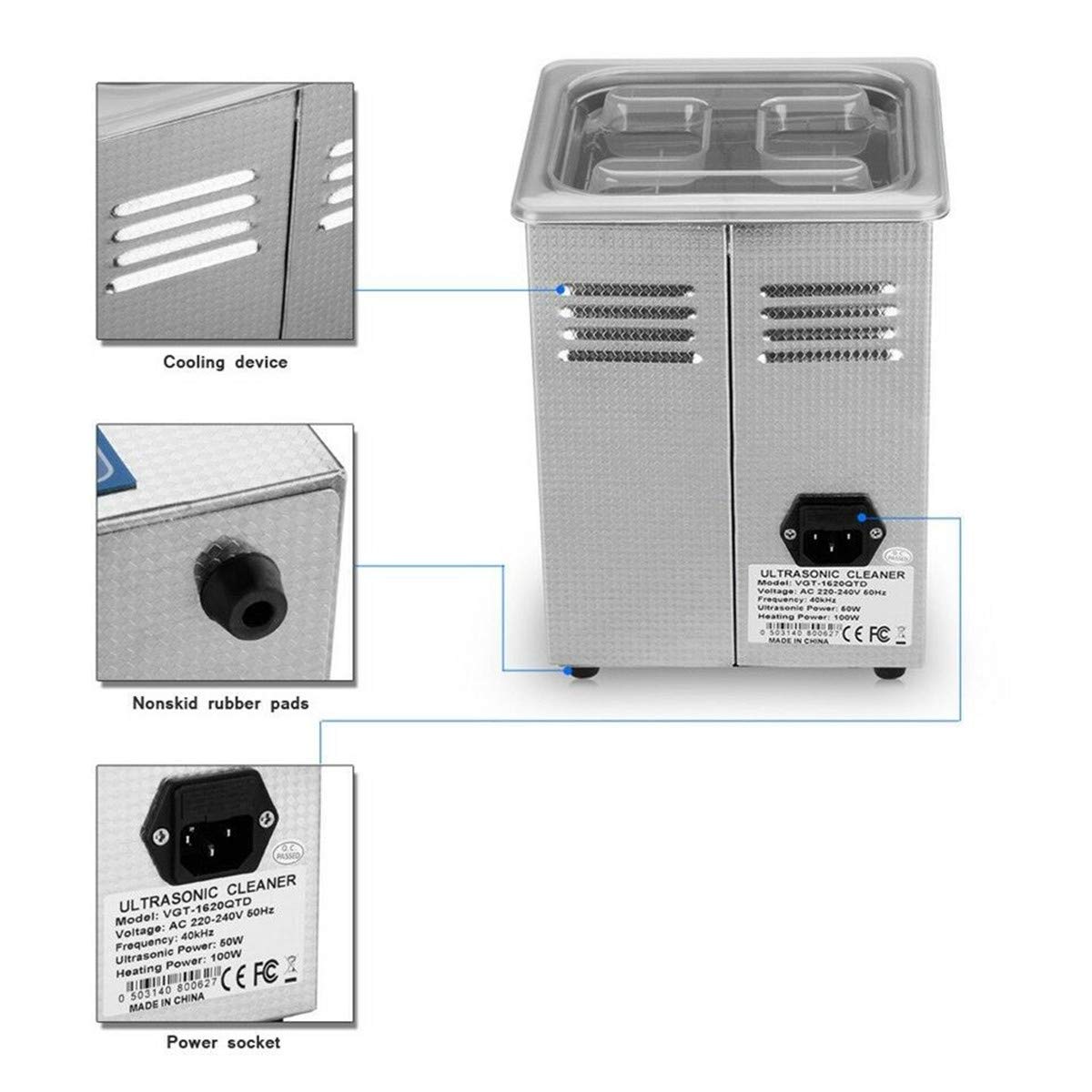 ELEOPTION Professional Ultrasonic Cleaner 1.7L Large Capacity with Digital Timer - Jewelry Cleaning for Rings, Eyeglasses, Lenses, Watches - Perfect for Home, Salon & Jewelry Store Use