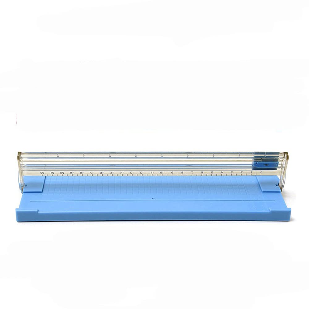 BE-TOOL 2-Pack A5 Paper Trimmer - Portable Photo Cutter with Safety Finger Guard & Slide Ruler - Perfect for Scrapbooking, Crafting, Office Documents, Photo Albums & Label Cutting (Blue)