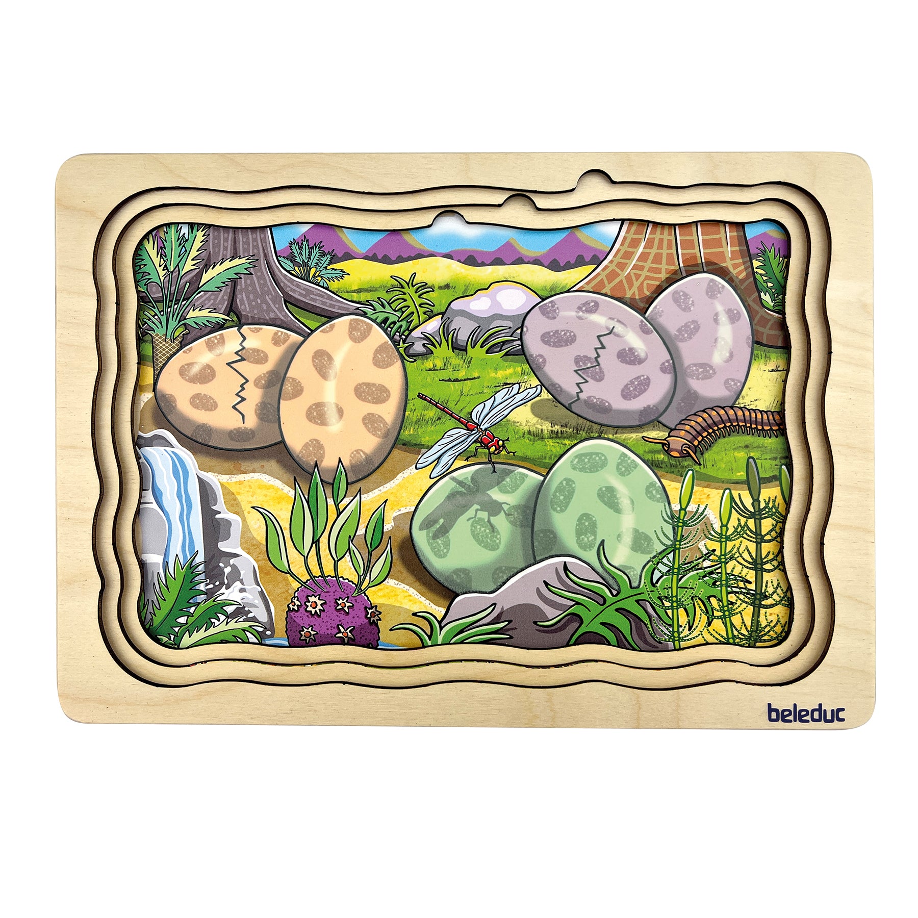 Beleduc Dino Layer Puzzle - 4-Layer Wooden Dinosaur Puzzle for Kids, Educational STEM Toy for Ages 3-6 | Perfect for Preschool Learning & Jurassic-Themed Playtime