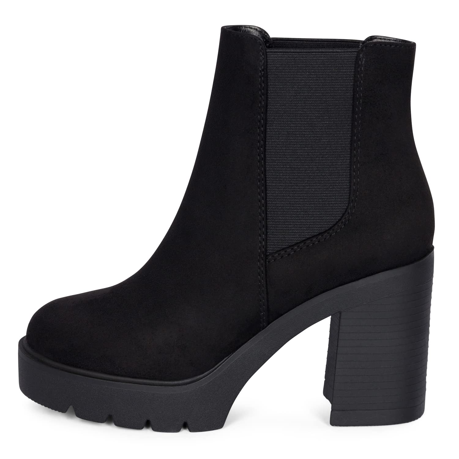 Stylish Women's Chunky High Heel Round Toe Platform Chelsea Ankle Boots - Fashionable Winter Booties for Casual Outfits, Date Nights & Office Wear