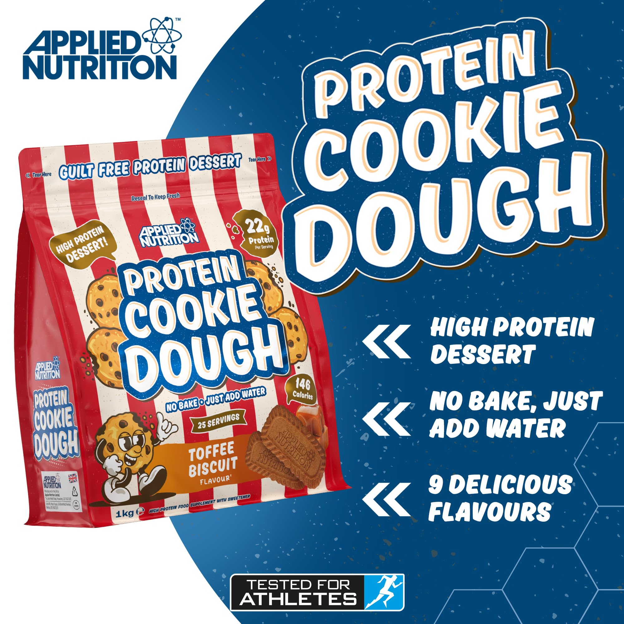 Applied Nutrition Protein Cookie Dough 1kg - High Protein Snack for Fitness & Weight Loss | Perfect for Post-Workout Recovery & Healthy Dessert