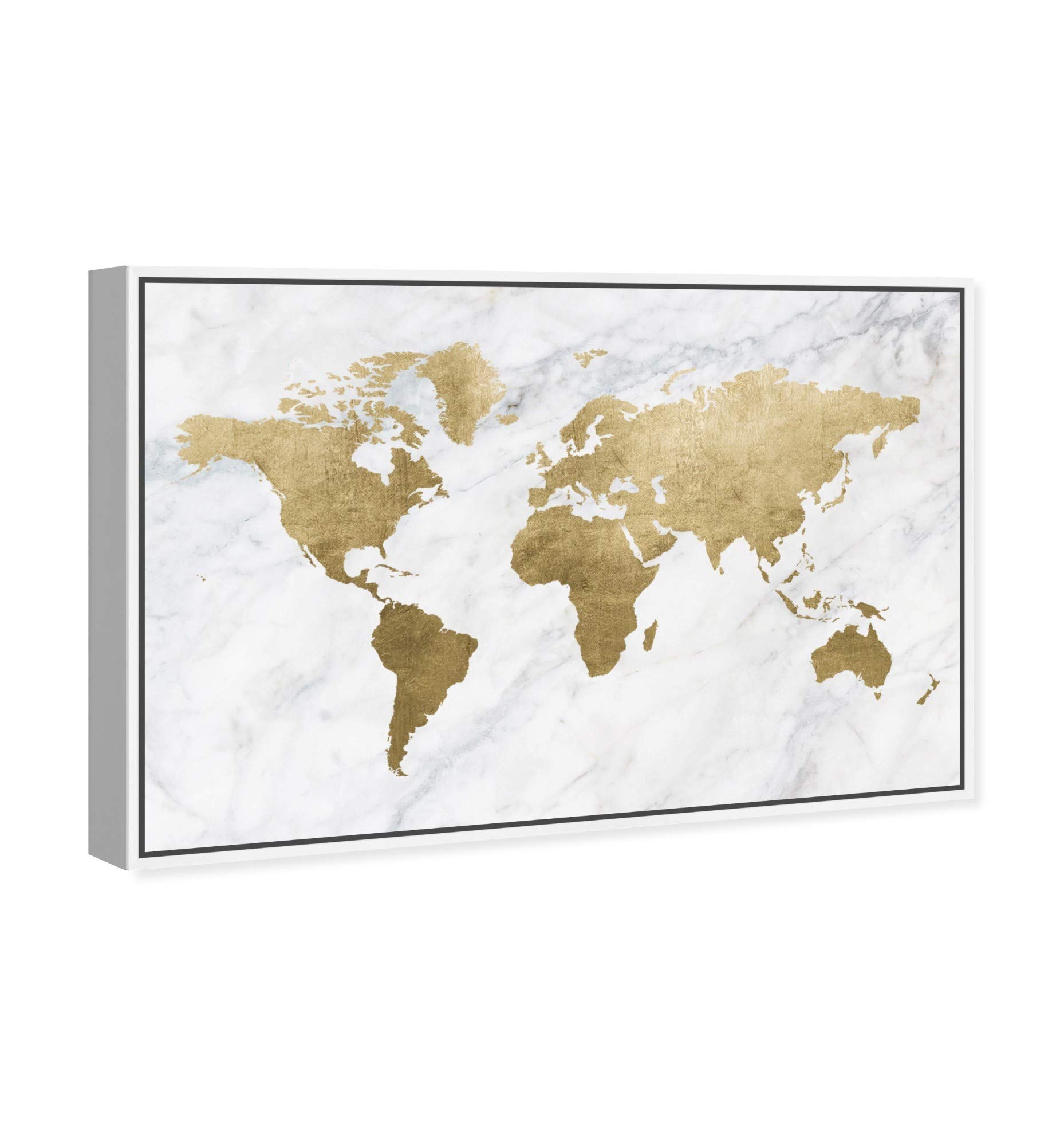 Oliver Gal Artist Co. 'Mapamundi Marble' World Map Framed Wall Art - Premium Canvas Prints for Home & Office Decor - Perfect for Living Room, Bedroom or Study Room Wall Decor