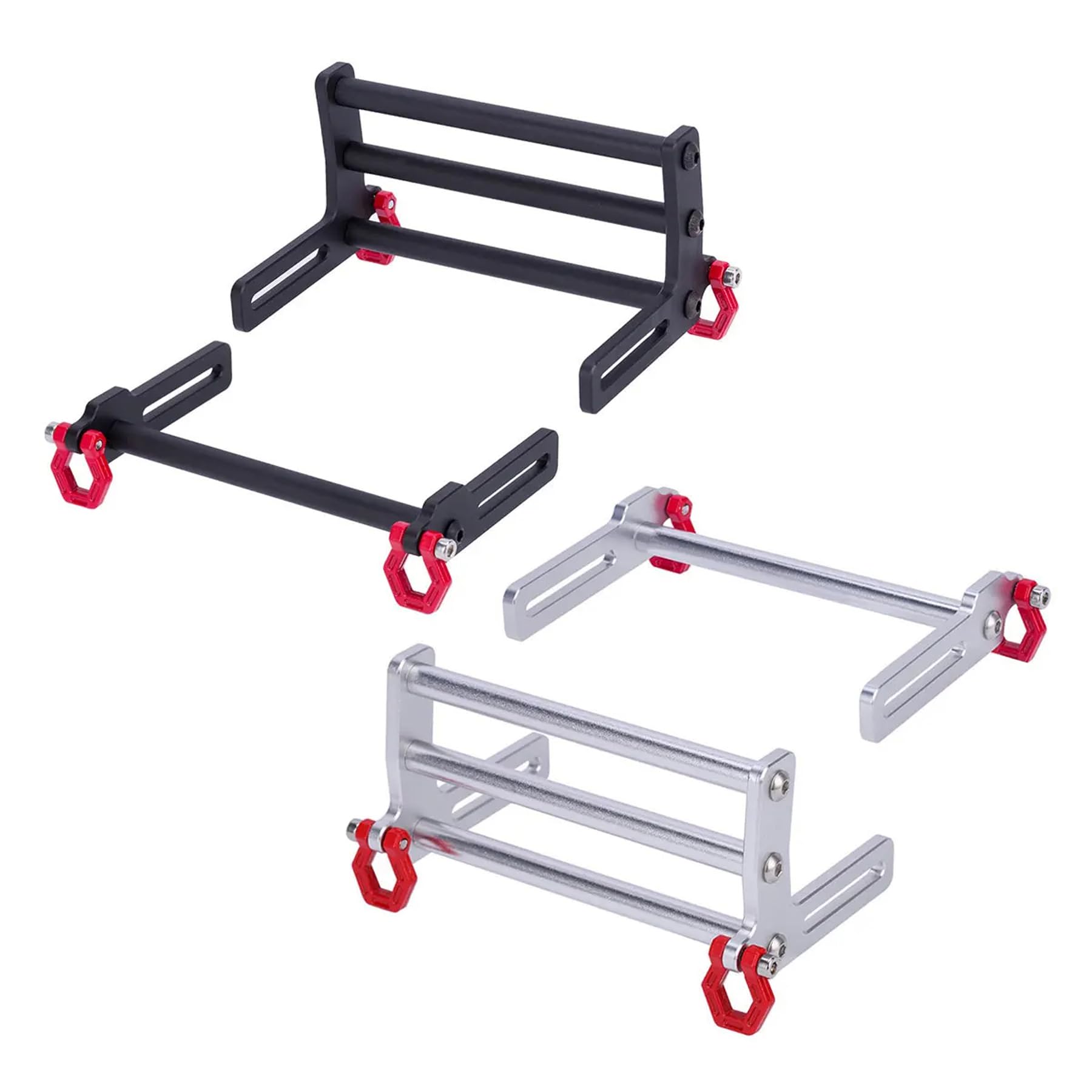TRX4 Bumper - Adjustable 1/10 Scale Aluminum Front & Rear Bumpers with Bull Bars for RC Crawler Axial SCX10 TRX4 LCG Chassis - Compatible with FJ40 & Dodge Power Wagon Body (Black) - Perfect for Off-Road RC Crawling & Trail Adventures
