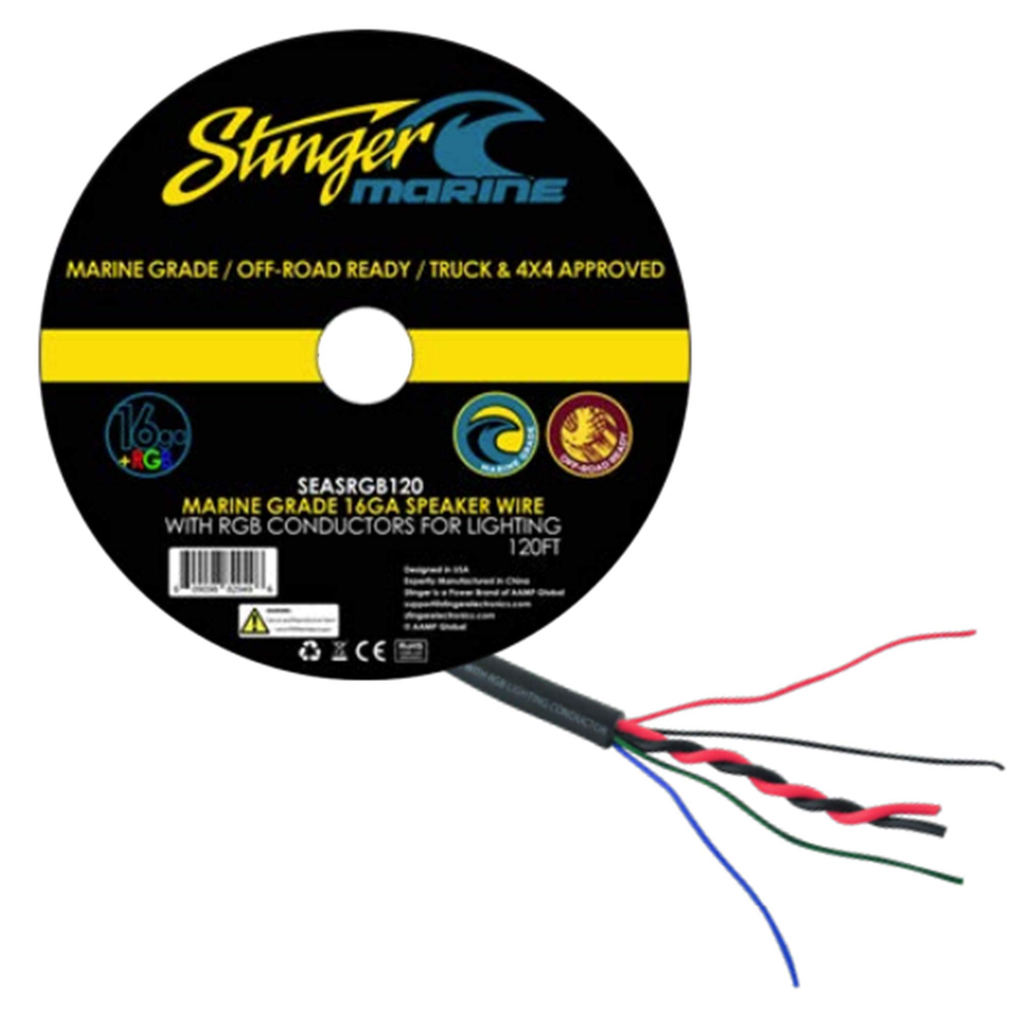 Stinger Electronics SEASRGB120 16G Car Speaker with Integrated RGB Lighting - High-Performance Audio for Cars, Trucks & Motorcycles