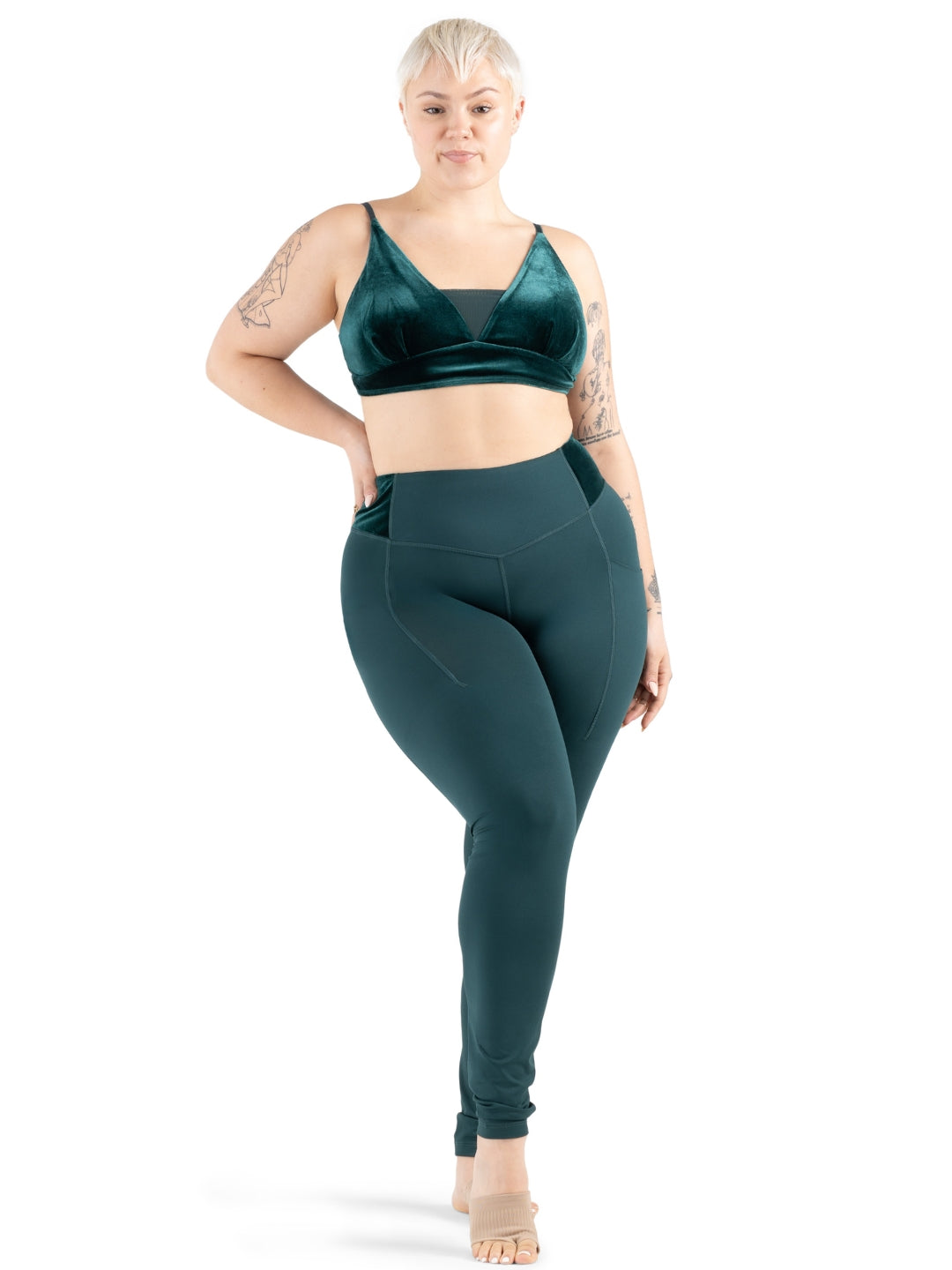 12238W Women's High Waisted Velvet Forest Oak Print Leggings - Soft Stretchy Yoga Pants for Workout, Lounge & Casual Wear