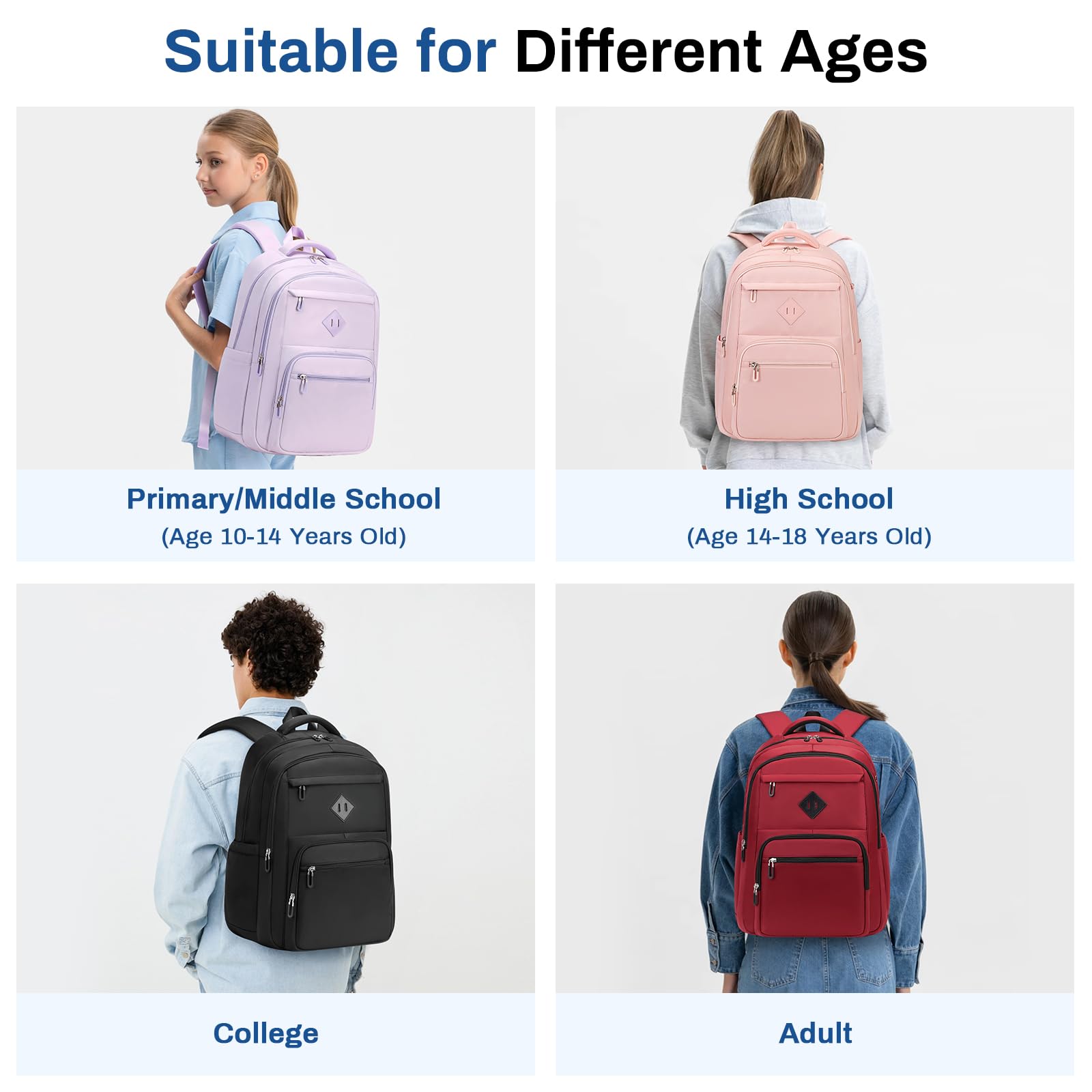 Lightweight Girls School Backpack for Teens - Pink Bookbag with Luggage Strap for College & Travel (Ages 8-18) | Perfect for School, Commuting & Weekend Getaways