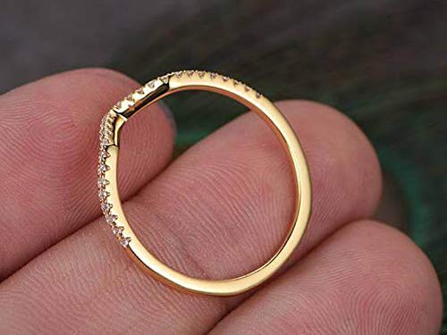 0.25 Carat Curved V-Shape Diamond Wedding Ring - 18k Gold Plated Half Eternity Matching Band for Women - Perfect for Anniversaries, Engagements & Special Occasions