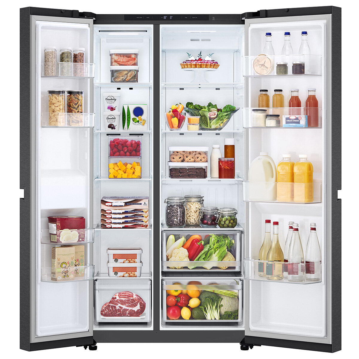 LG 664L Side by Side Refrigerator with Ice Maker - Matte Black (GS-B599MBL) - Energy Efficient Large Capacity Fridge for Modern Kitchen & Open Floor Plan Homes