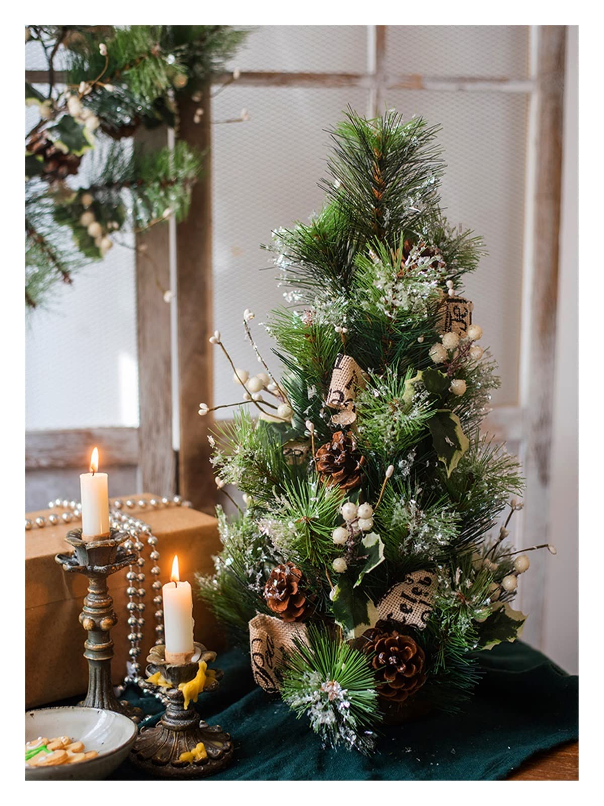Yaoqijie Small Christmas Tree Ice Crystals Cedar Ornament - Imitative Artificial Plant for Home Showcase, DIY Christmas Wreath, Lasting Decor for Holiday, Party, and Winter Festivities
