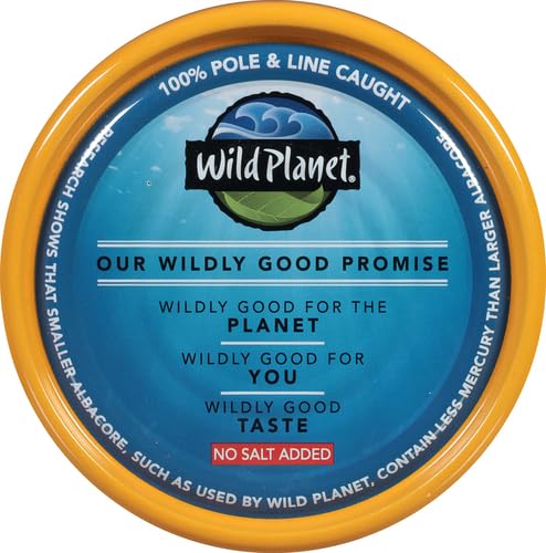 Wild Planet Wild Albacore Tuna - No Salt Added, Sustainably Caught, Non-GMO, Kosher Certified (5 oz Can) - Perfect for Salads, Sandwiches & Healthy Meal Prep