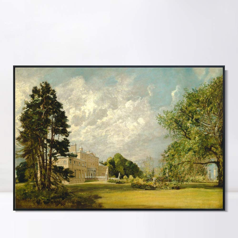 INVIN ART Framed Canvas Giclee Print - Malvern Hall by John Constable - 20x24 Inch Wall Art for Living Room, Home Office Decor - Black Slim Frame - Perfect for Classic & Modern Interior Design
