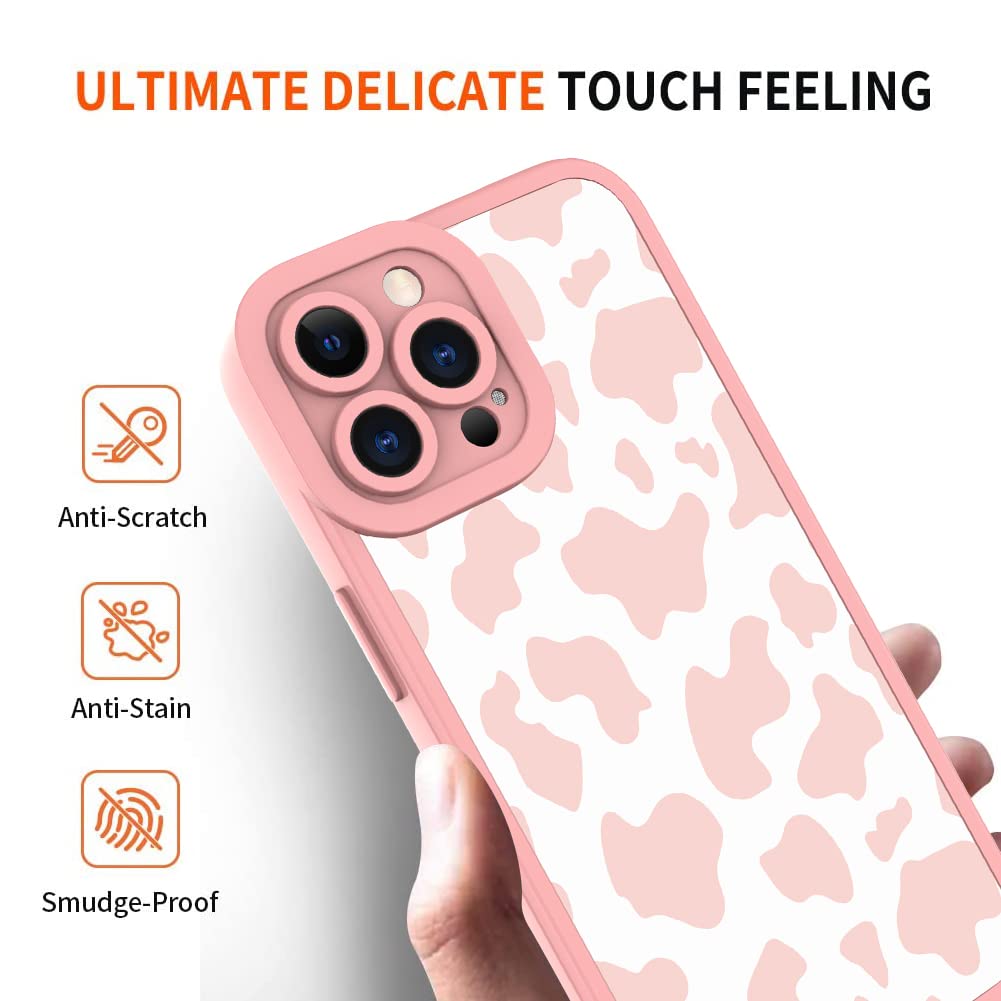 ZIYE iPhone 13 Pro Max Case - Cow Print Silicone TPU Protective Cover with Camera Protection | Cheetah Design Shockproof Phone Case for 6.7