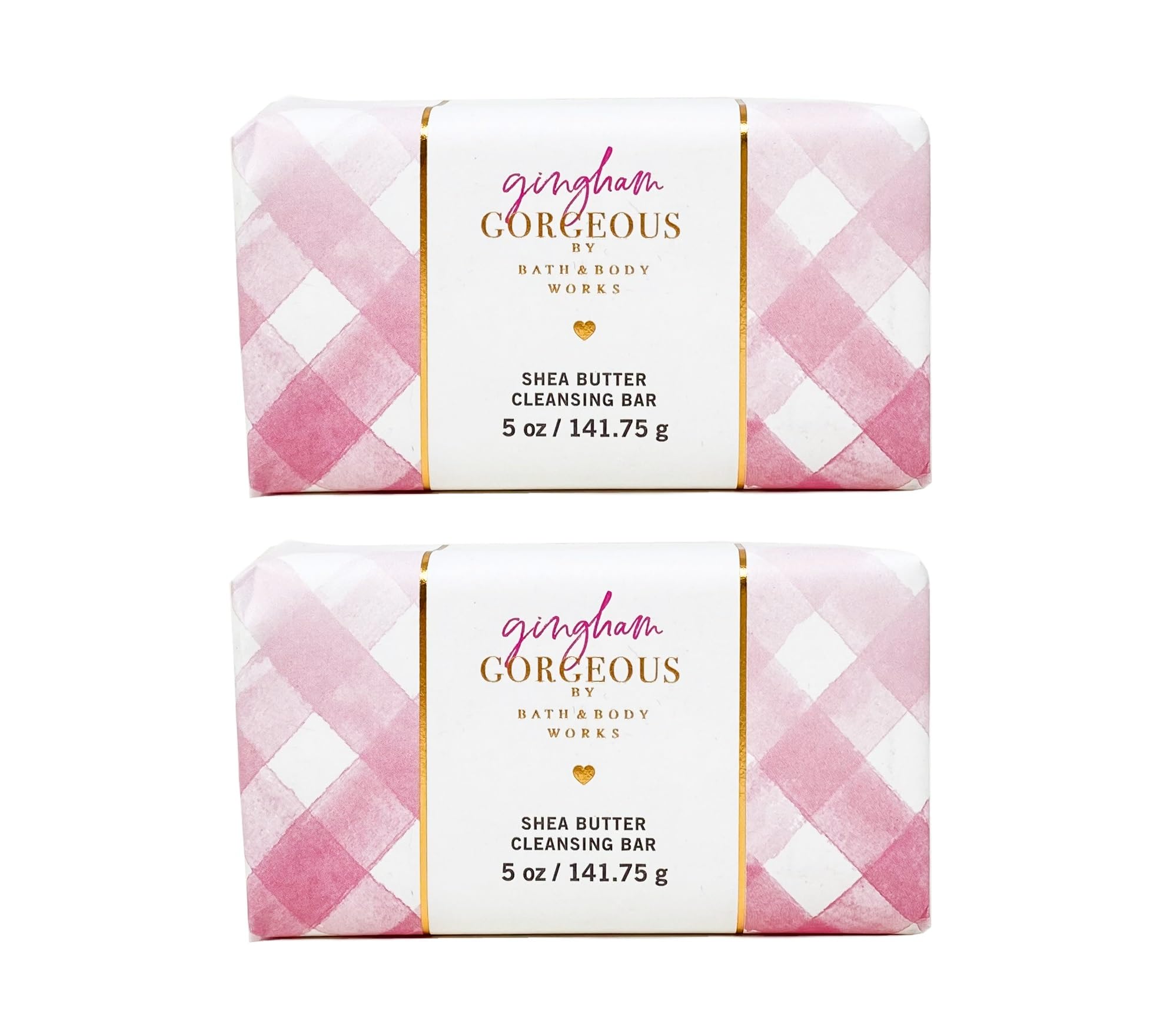Bath & Body Works Gingham Gorgeous 2-Pack Shea Butter Soap Bars - Moisturizing Cleansing Bars for Soft Skin (5 oz Each) - Perfect for Shower, Bath & Gift Sets