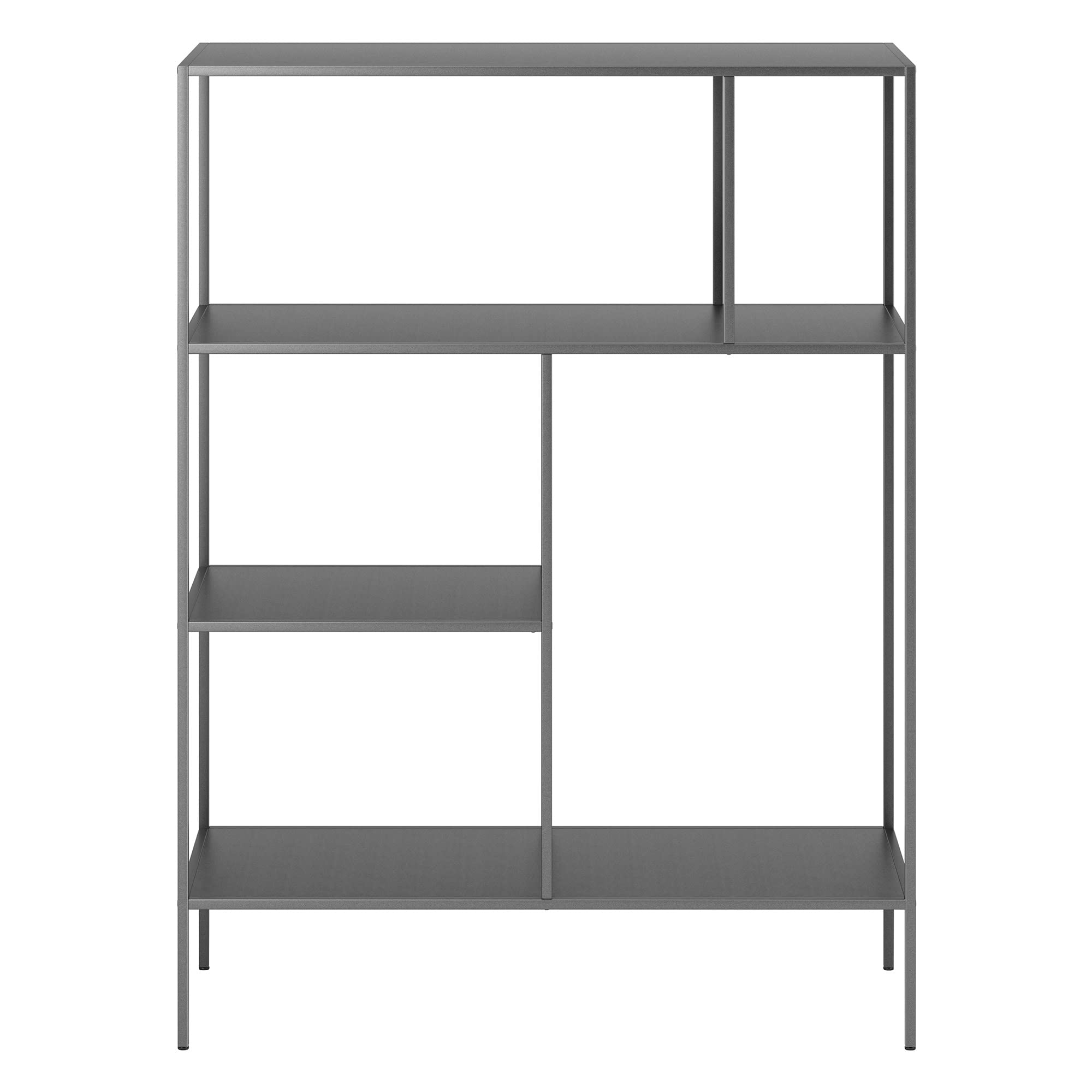 Henn&Hart 48 Inch Tall Rectangular Bookcase in Gunmetal Gray - Modern Bookshelf for Living Room, Bedroom, Office - Perfect for Home Decor, Storage & Organization