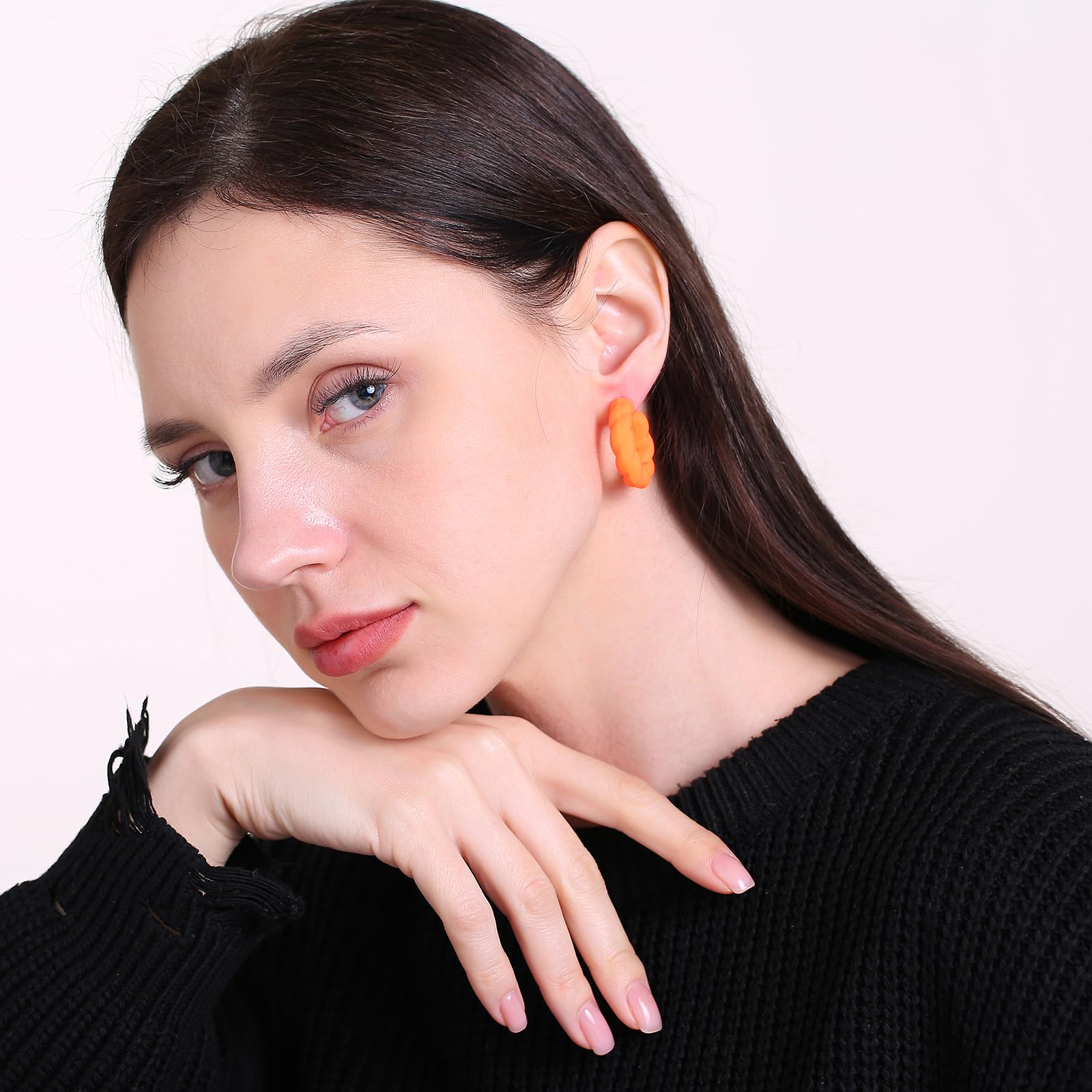 Twisted Rope Round Hoop Earrings for Women - Lightweight C-Shaped Candy Color Dangle Earrings | Perfect for Everyday Wear, Parties & Gifts