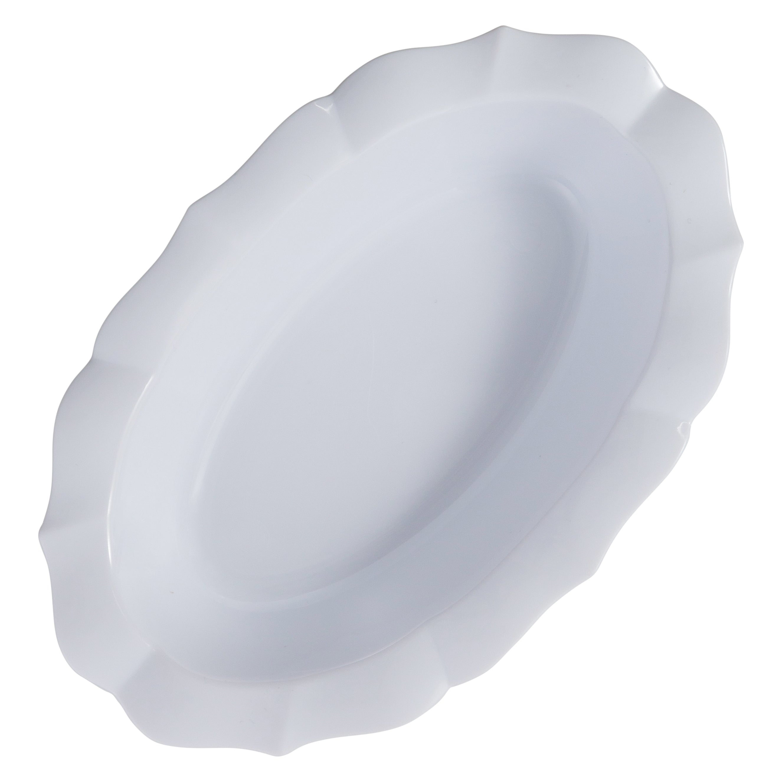 Eco-Friendly White Round Plastic Plates with Scalloped Edges - 50 Pack Disposable Dinner Plates for Parties, Picnics & Events