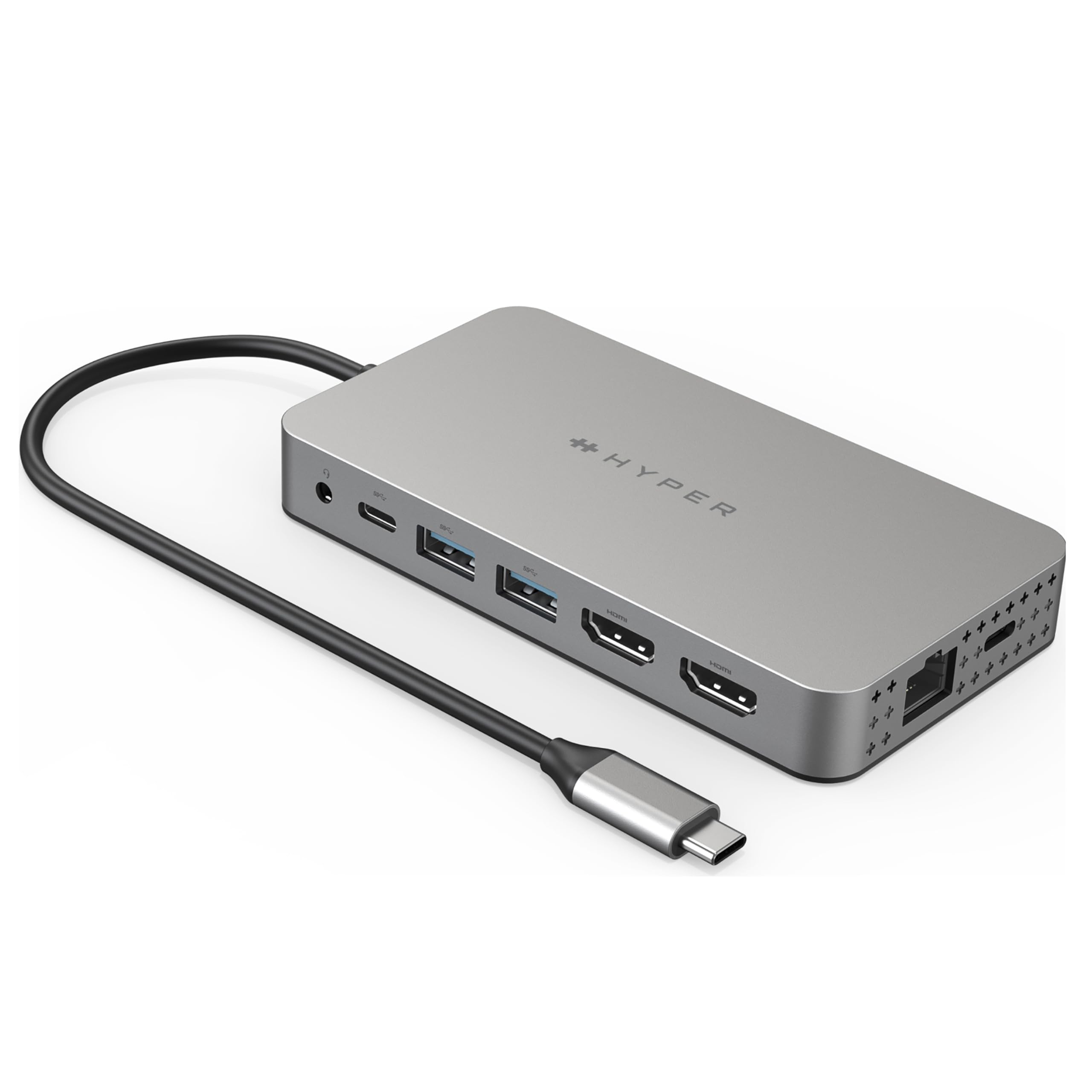 HyperDrive 4K Dual HDMI 10-in-1 USB C Hub - Dual 4K HDMI, Gigabit Ethernet, USB-A/C, 100W PD, SD/MicroSD, 3.5mm Audio - Compatible with MacBook Pro/Air (M1), Windows PC, Chromebook - Perfect for Home Office, Gaming & Video Conferencing
