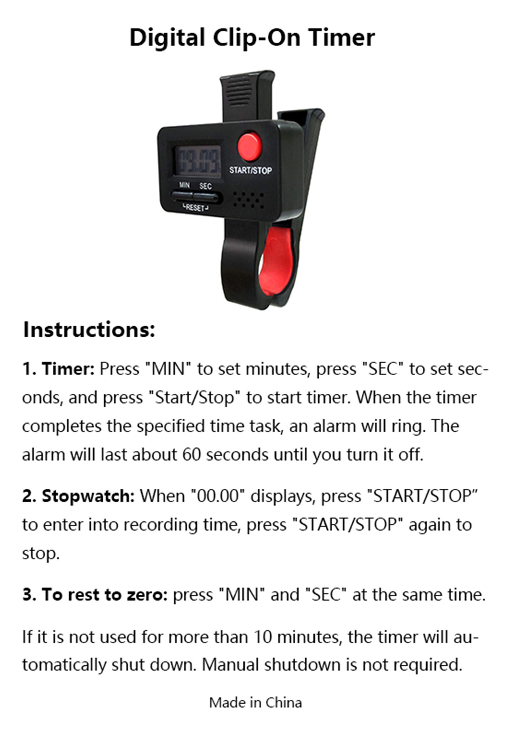 99 Minute Digital Clip-On Timer for Kitchen Baking, Cooking, Teaching & Potty Training - Perfect for Home, School & Office Use
