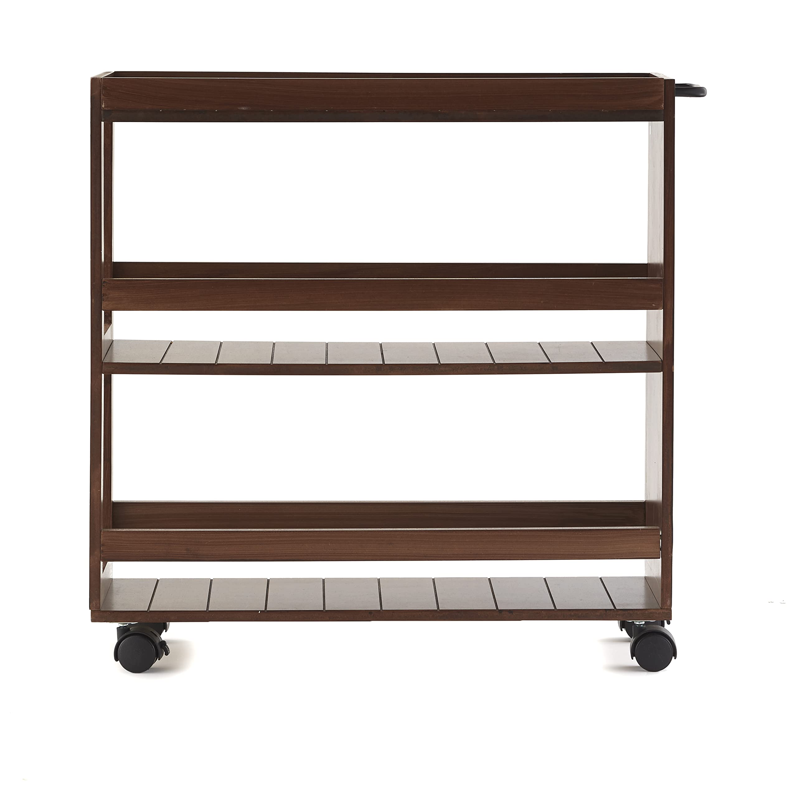 Lakeside Collection Rolling Storage Cart - 3-Tier Organizer with Wheels for Bathroom, Pantry, Kitchen & Office - Walnut Finish Mobile Storage Solution