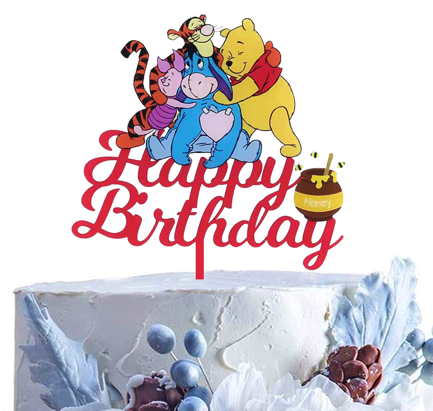 Winnie The Pooh Cake Topper - Cartoon Theme Birthday Cake Decorations for Kids | Perfect for Children's Birthday Parties, Baby Showers & Disney-Themed Celebrations