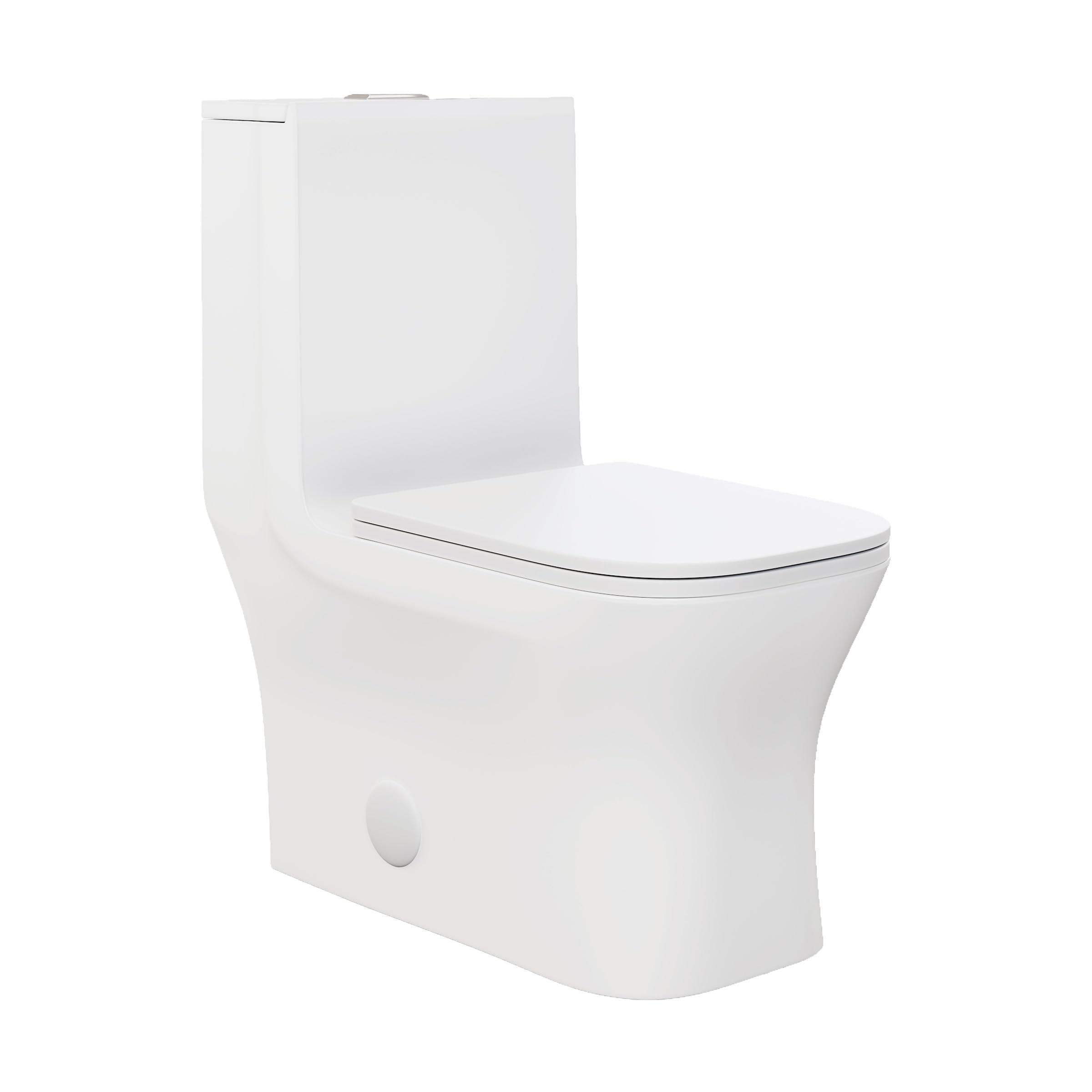 Concorde One Piece Square Toilet with Dual Flush 1.1/1.6 GPF - Modern Matte White Design for Bathroom & Powder Room Installation