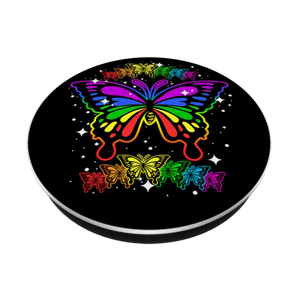 Rainbow Flag Butterfly PopSocket - Swappable Phone Grip for iPhone & Android - LGBT Pride Month Accessory - Perfect for Gay Pride Parades, LGBTQ Events & Phone Customization