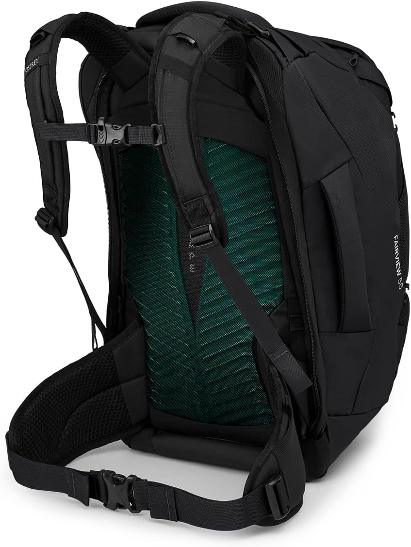 Osprey Fairview 55L Women's Travel Backpack - Lightweight Hiking Backpack for Women, Water-Resistant Carry-On Luggage with Padded Straps - Perfect for Camping, Air Travel & Outdoor Adventures (Black)