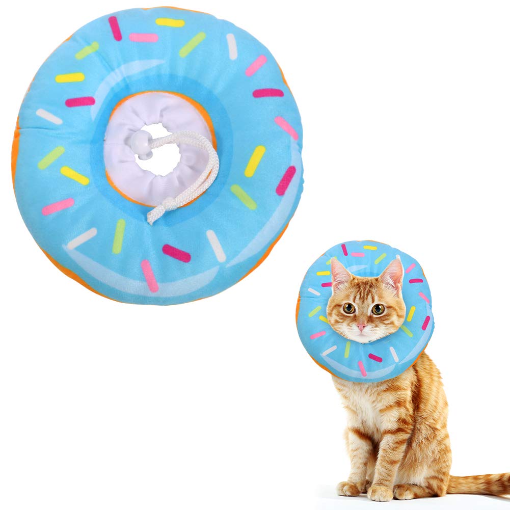 FRIUSATE Soft Cat Cone Collar - Adjustable Elizabethan Recovery Collar for Cats & Kittens | Cute Donut Design | Lightweight Post-Surgery Neck Cone to Prevent Licking & Scratching | Perfect for Spay/Neuter Recovery & Wound Healing