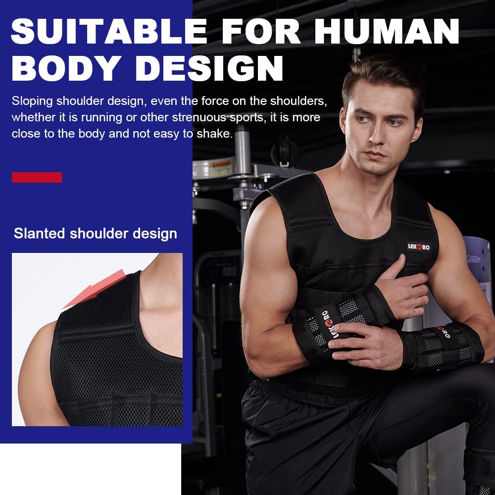 44LB Adjustable Weighted Vest for Men & Women - Workout Training Fitness Vest with 96 Steel Plates - Perfect for CrossFit, Running, Strength Training & Home Gym Exercises