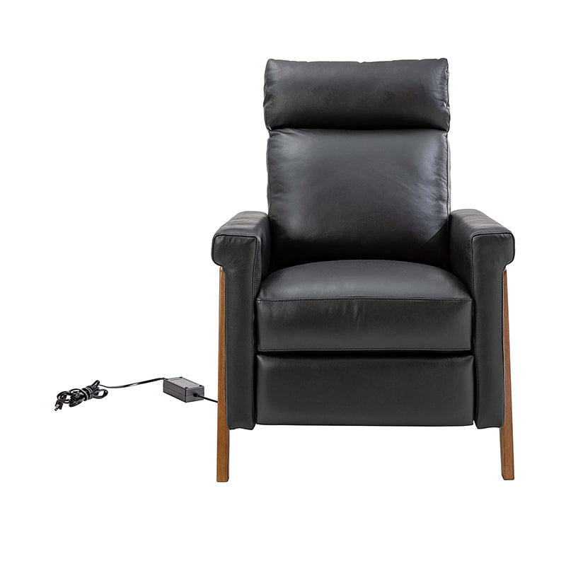 Premium Genuine Leather Power Recliner with Solid Wood Frame - Electric Massage Chair for Living Room, Home Theater & Office - Comfortable Modern Reclining Sofa with USB Charger