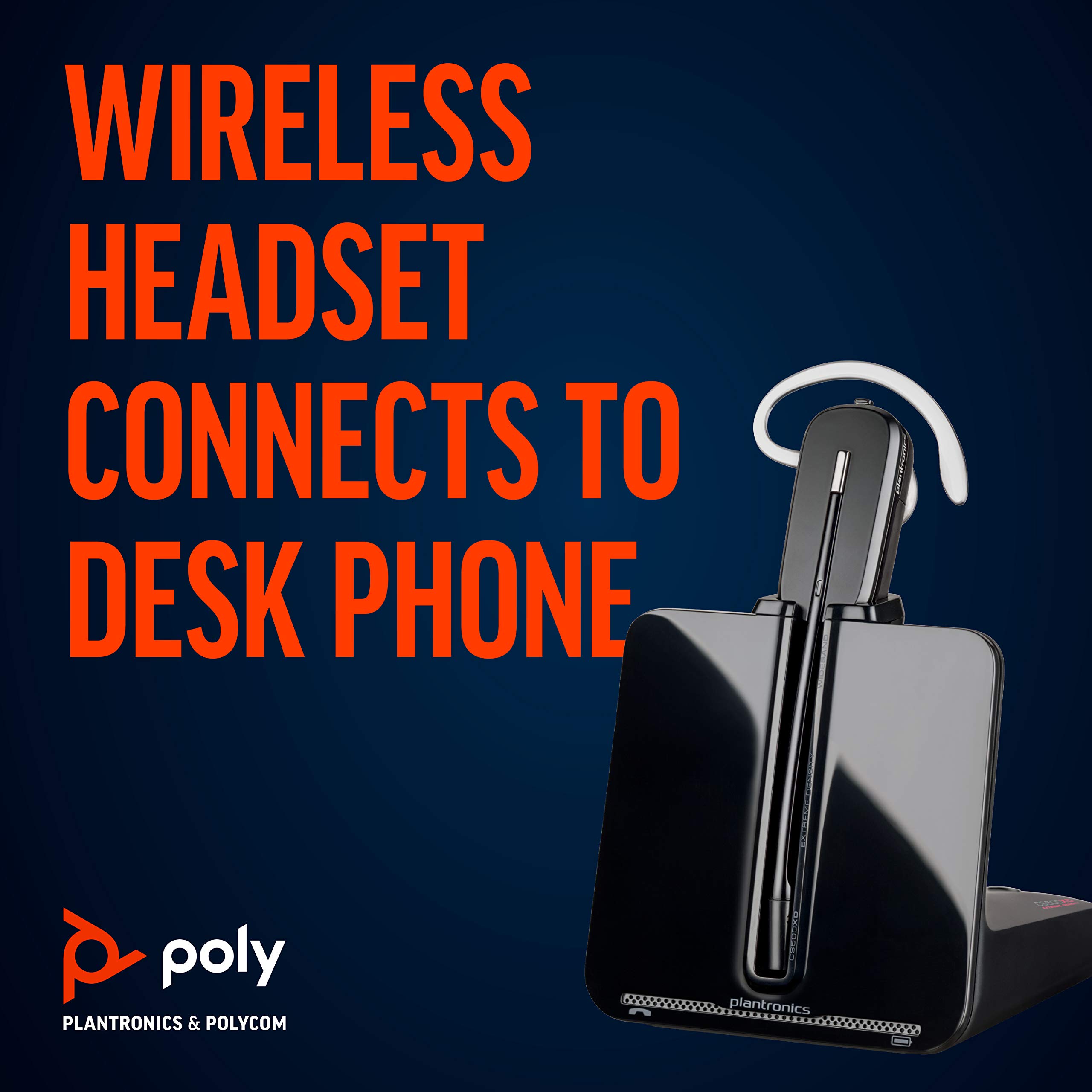 Plantronics CS540 Wireless DECT Headset (Poly) - Single Ear Mono Headset with 3 Wearing Styles - Noise Canceling Mic for Desk Phone - Perfect for Office, Call Center & Remote Work