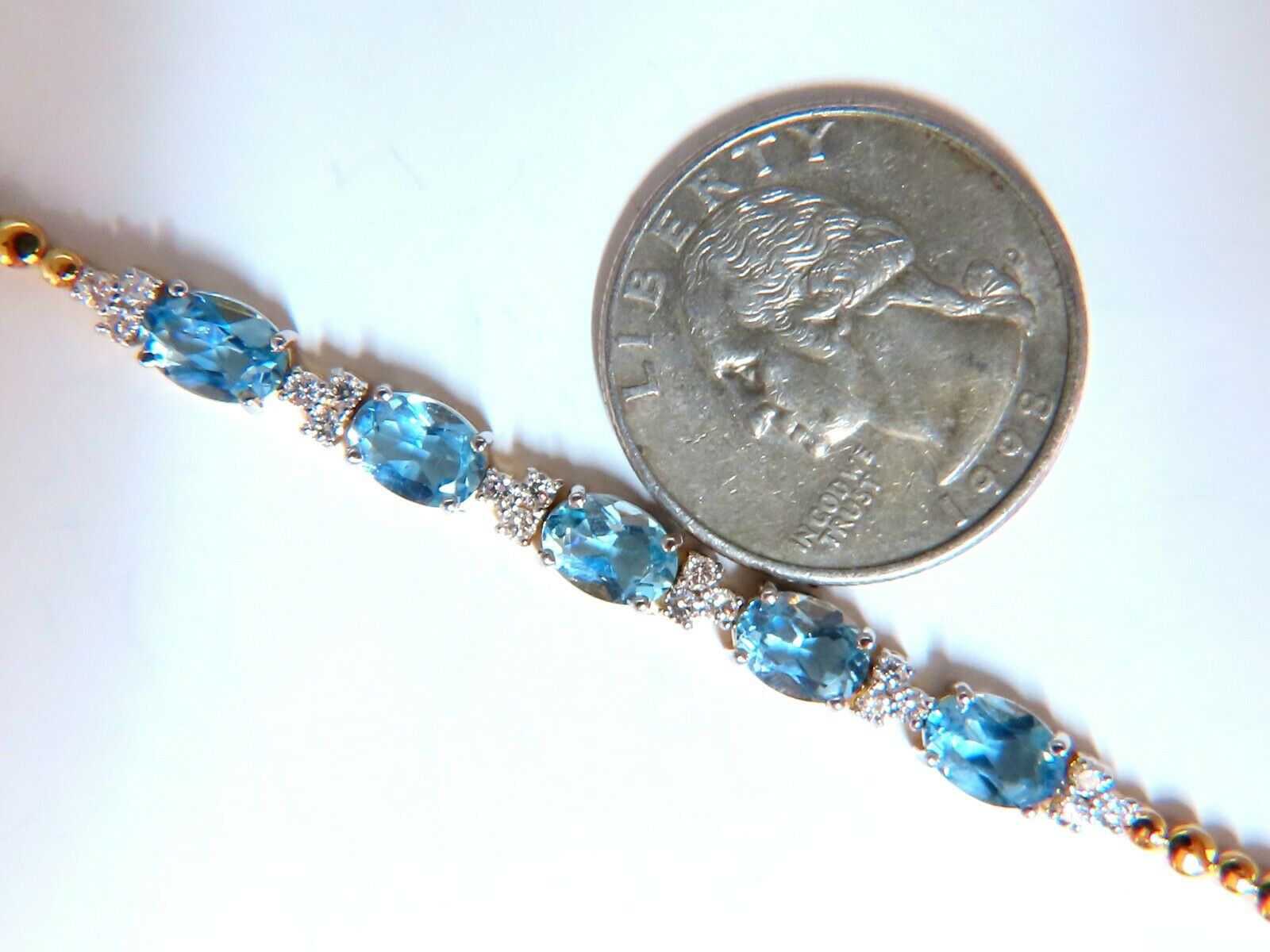 3.34ct Natural Aquamarine Diamond Tennis Bracelet in 14K Gold - Vivid Prime Aqua Blue Gemstone Jewelry for Women, Perfect for Weddings, Parties & Special Occasions