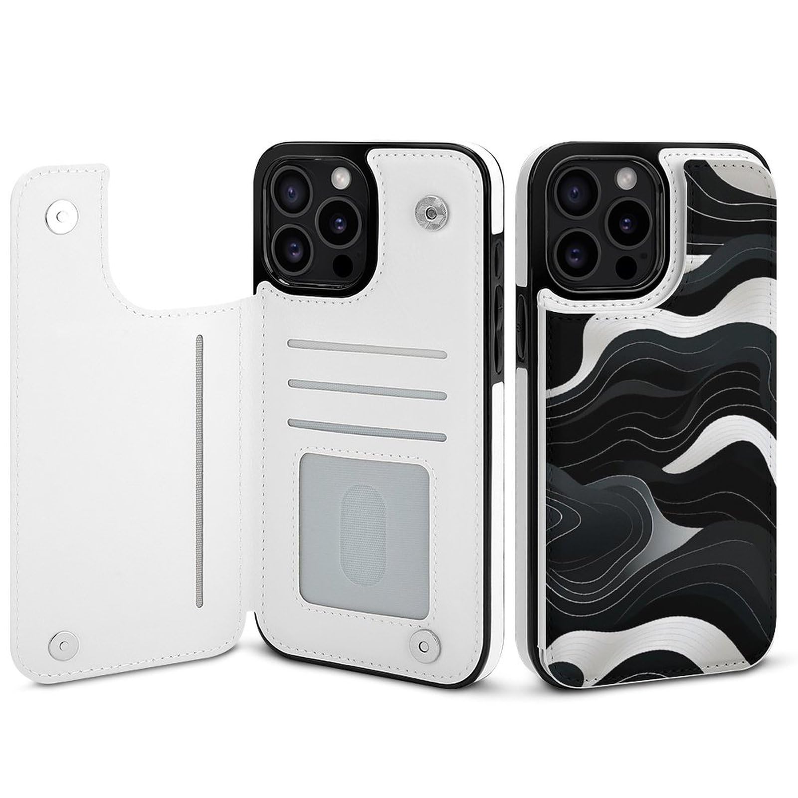 Stylish Contour Topography Map Pattern Flip Wallet Case - Compatible with iPhone 15 Pro Max | RFID Blocking Card Holder & Phone Cover for Everyday Use, Travel & Outdoor Activities