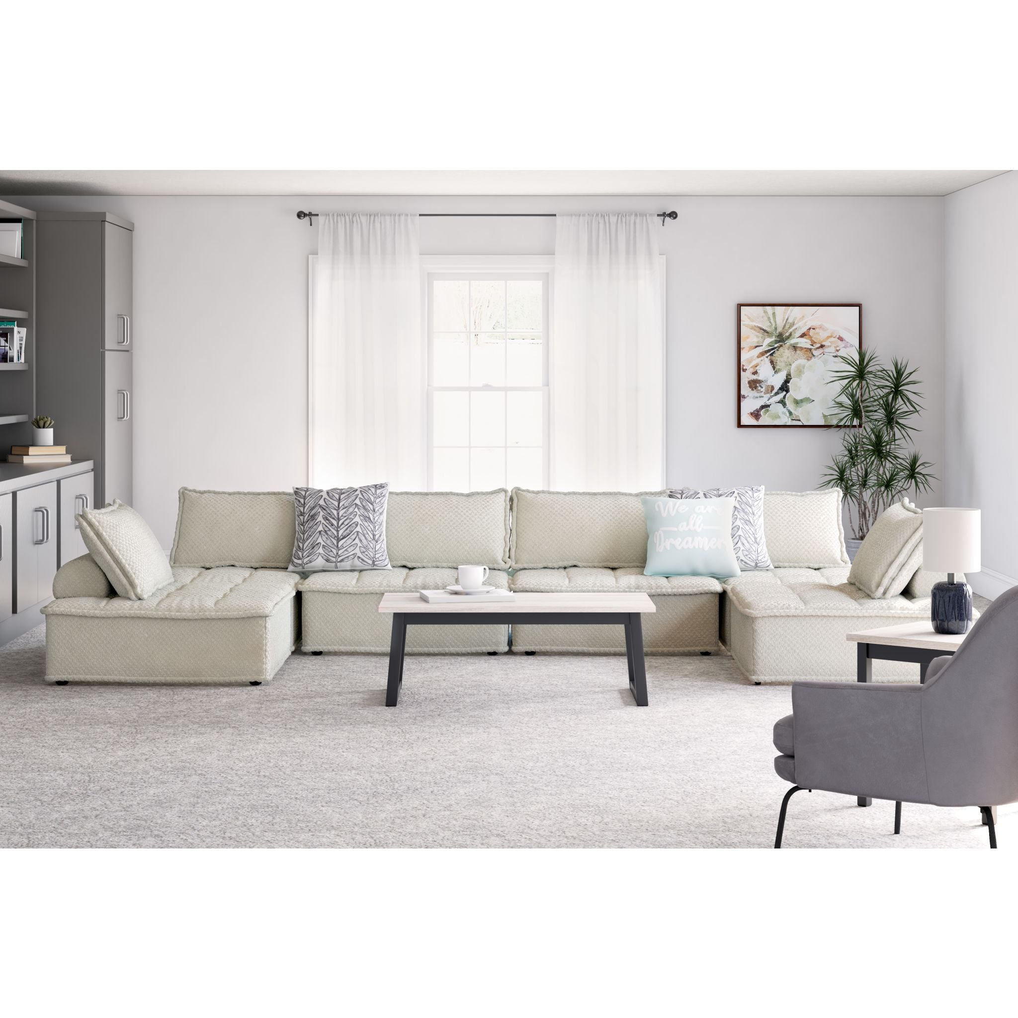 6-Piece Modular Sectional Sofa Set - Modern L-Shaped Couch with Reversible Chaise for Living Room, Family Room & Home Theater