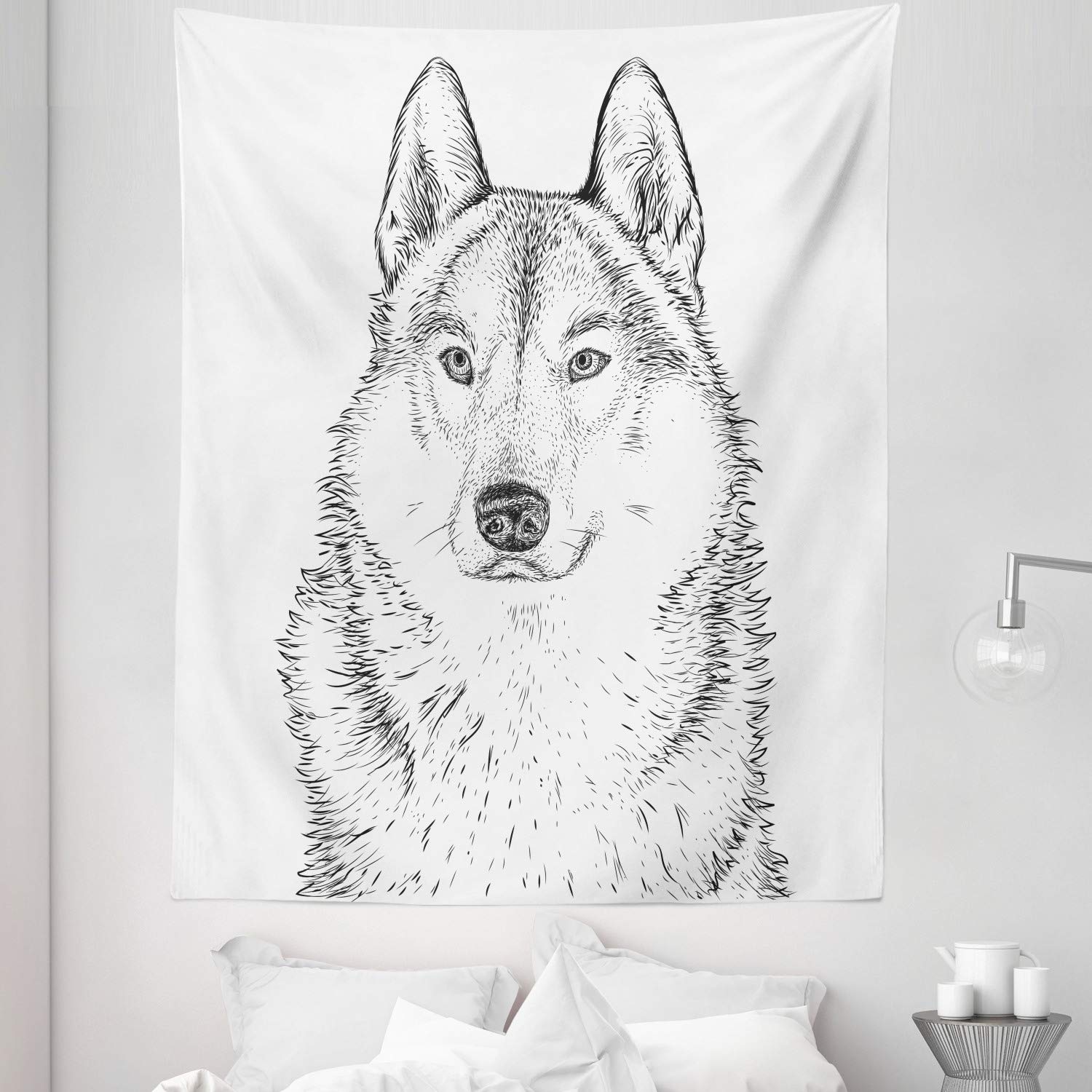 Ambesonne Wolf Tapestry - Twin Size Wildlife Art for Bedroom & Wall Decor