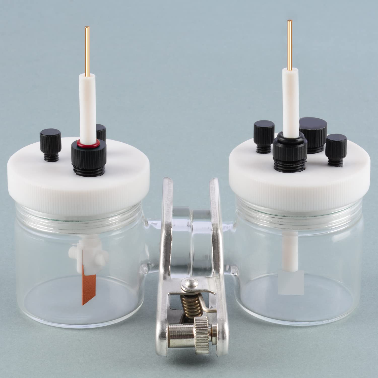 Stonylab PTFE Platinum Electrode Holder - 10x10mm Platinum Sheet & PTFE Body, Multi-Purpose Replaceable Electrode Clip for Electrochemistry, Lab Experiments & Research Applications