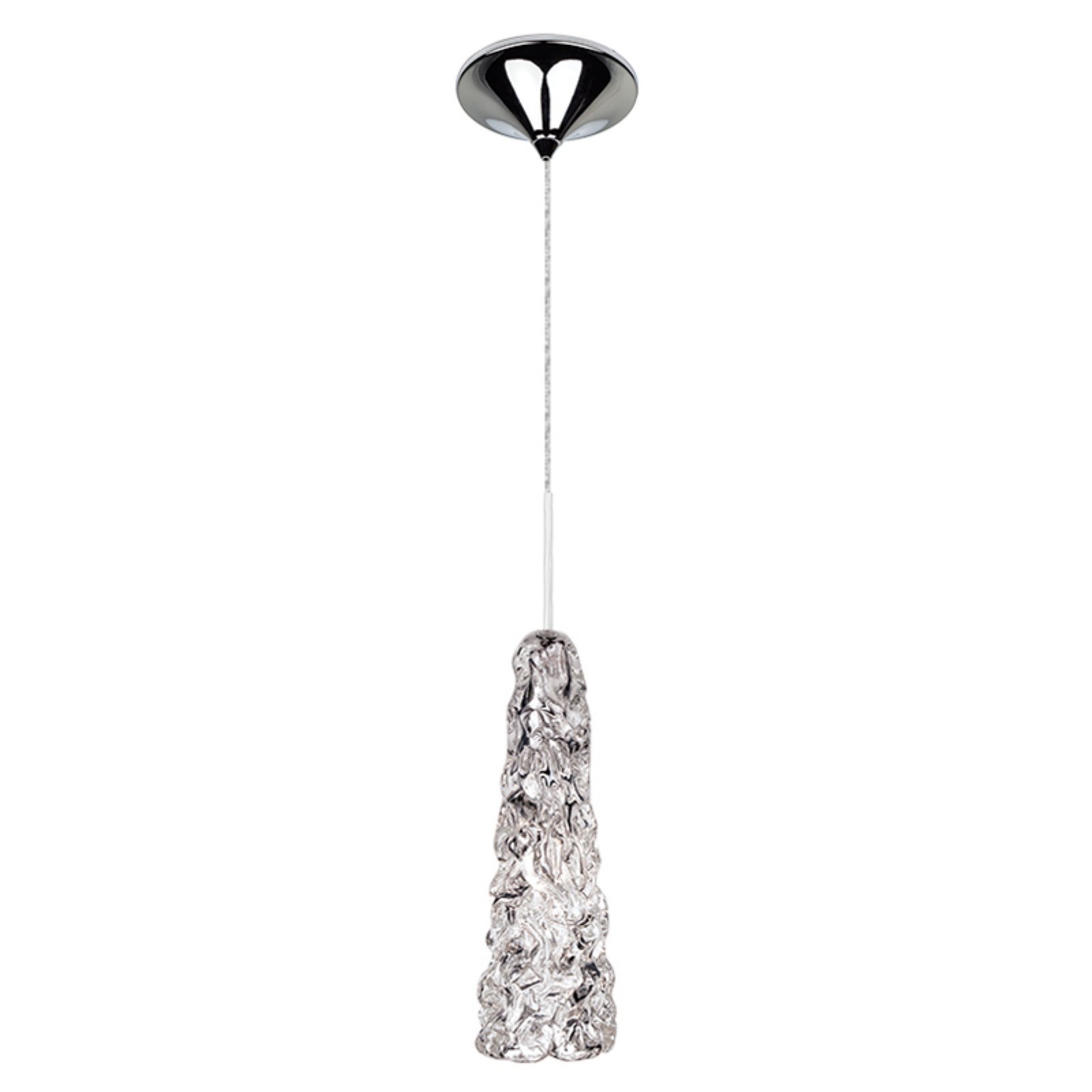 WAC Lighting MP-960-CL/BN Modern Clear Glass Ice Pendant Light Fixture with Brushed Nickel Canopy - Perfect for Kitchen Island, Dining Room, and Entryway Lighting