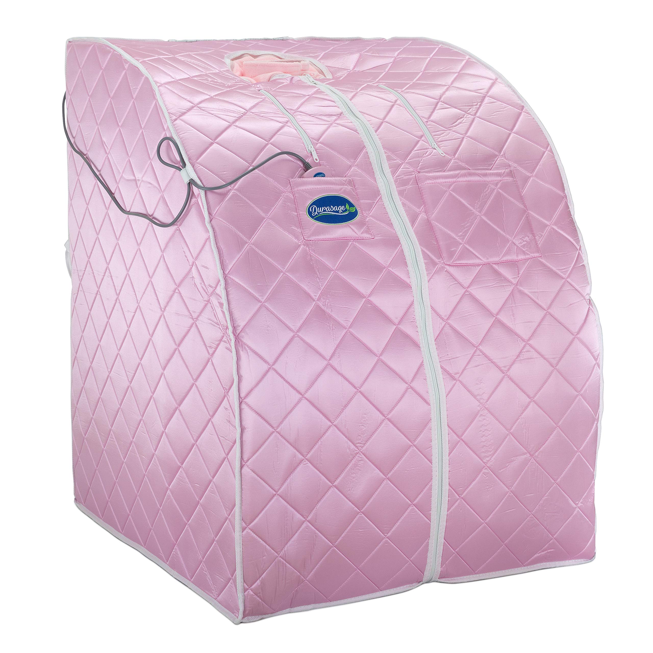 Durasage Portable Infrared Sauna Spa for Home – Ultra Low EMF, Detox & Relaxation Therapy with 30-Min Timer, Remote Control, Heated Footpad & Chair (Light Pink) | Perfect for Home Spa, Stress Relief & Wellness Routine