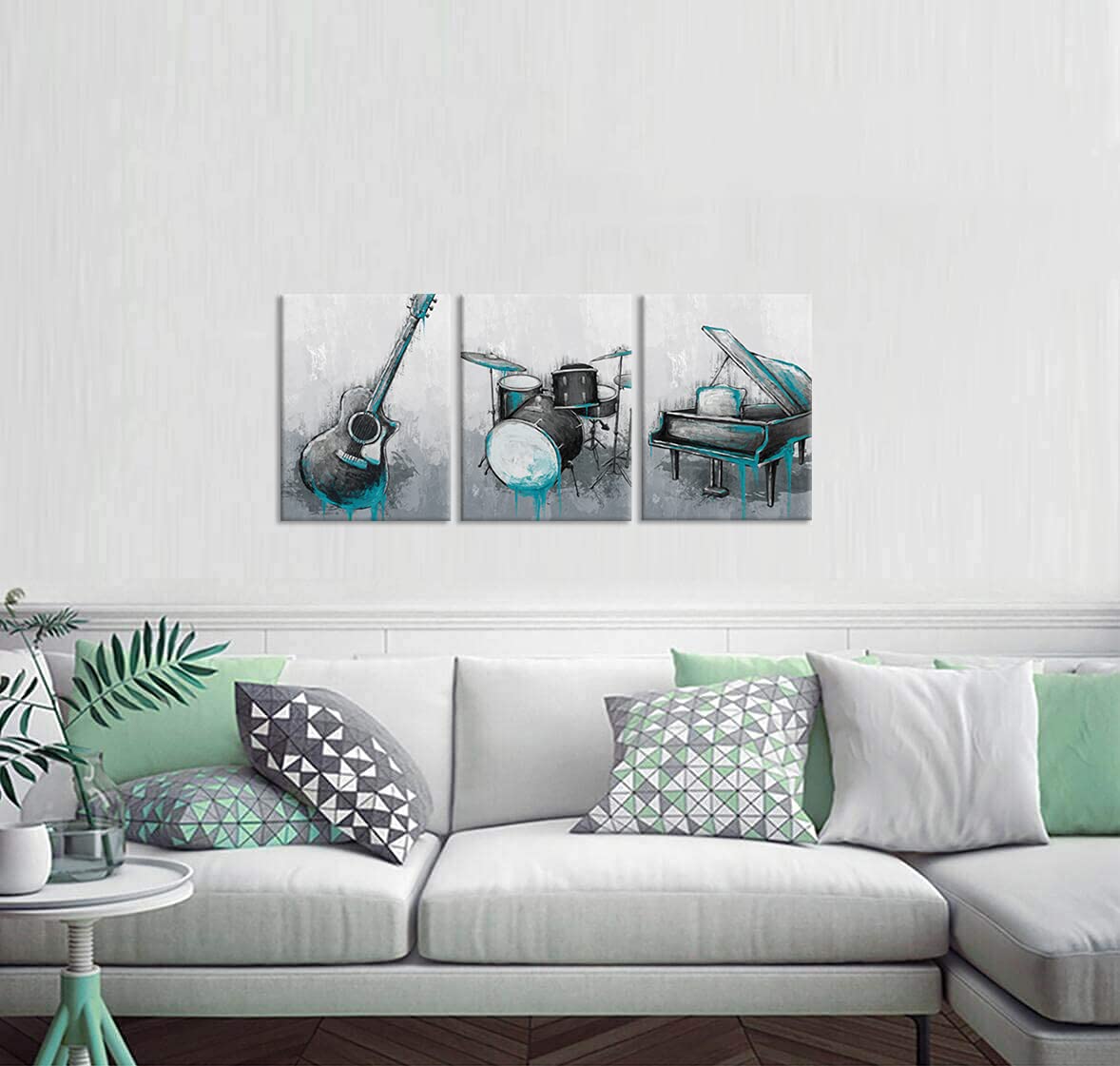 DuoBaorom 3-Piece Piano Drum Canvas Wall Art Set - Music Instruments Painting Decor for Music Studio, Bedroom & Living Room - Perfect for Musicians, Home & Office Decor