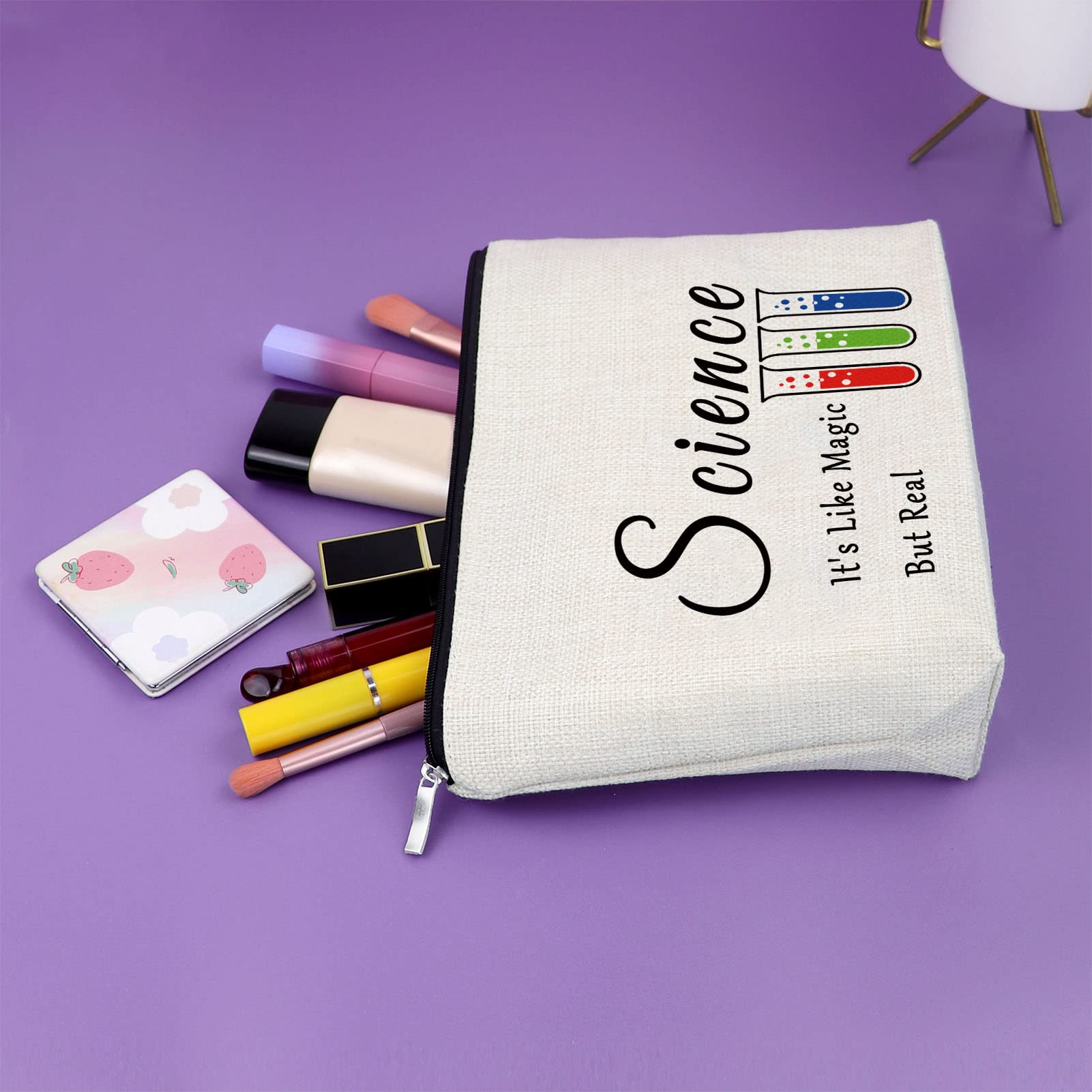 Premium Science-Themed Makeup Bag for Women - Perfect Gift for Teachers, Friends & Scientist Lovers - Cosmetic Organizer & Travel Pouch - Ideal for Graduation, Birthday & Christmas Presents - Great for Work, Travel & Daily Use