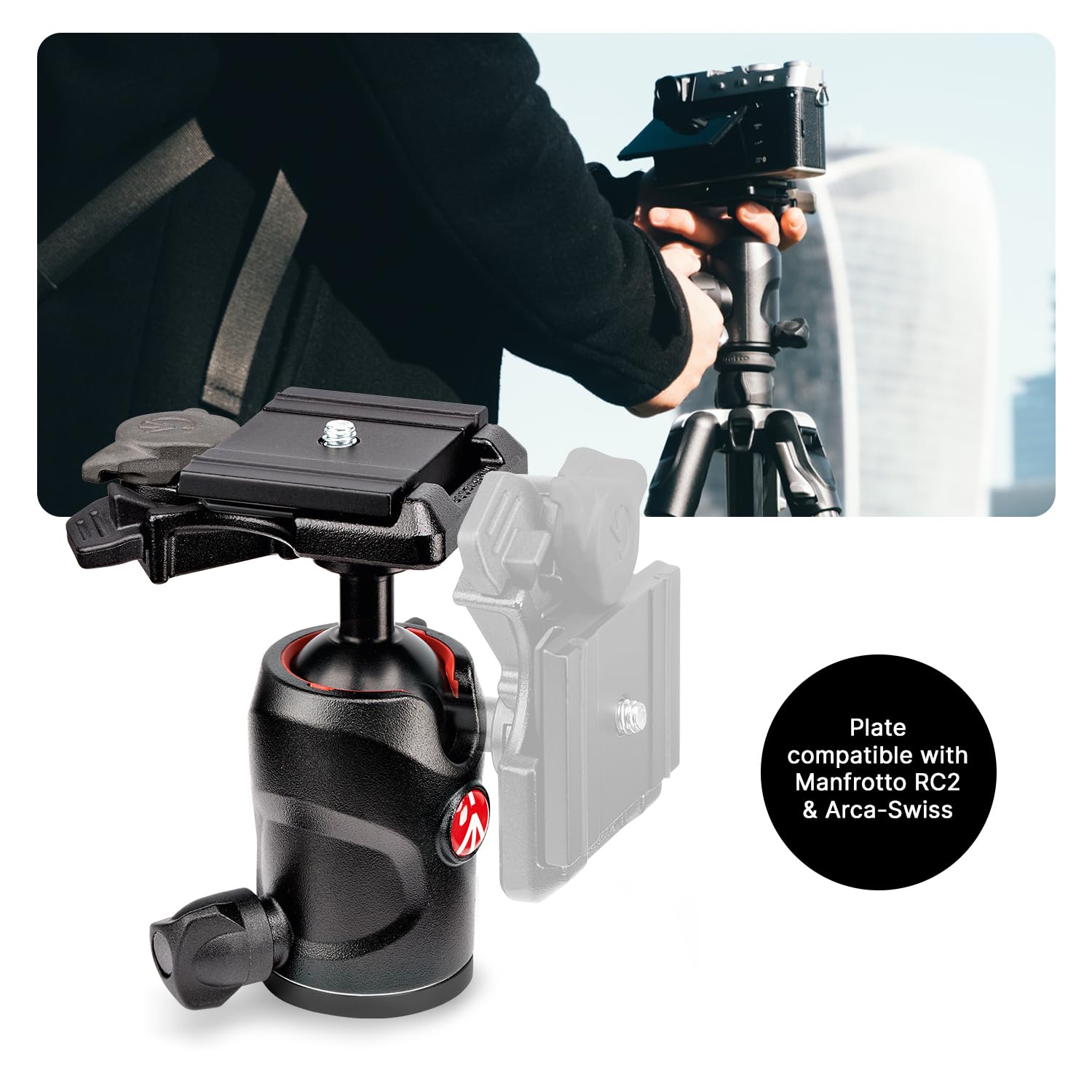 Manfrotto Befree GT 4-Section Carbon Fiber Travel Tripod with 496 Center Ball Head - Lightweight Compact Tripod for Photography & Videography - Perfect for Travel, Hiking & Outdoor Adventures