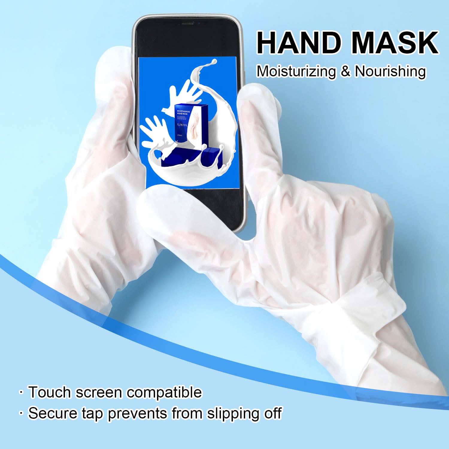Hand and Foot Mask Set - 3pk Foot Mask & 3pk Hand Mask for Dry Cracked Hands & Heels with Nicotinamide, Shea Butter & Goat Milk - Moisturizing Treatment for Soft Skin at Home Spa