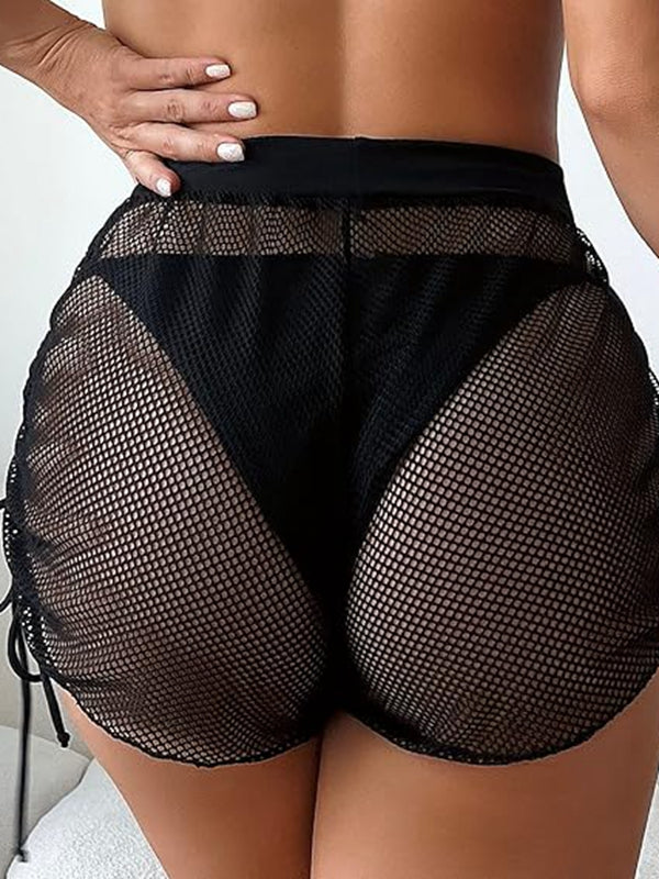 ZASUWA Women's Sexy Sheer Fishnet Spandex Booty Shorts for Gym, Workout & Dance - High Waisted Yoga Shorts for Fitness, Running & Nightclub Wear