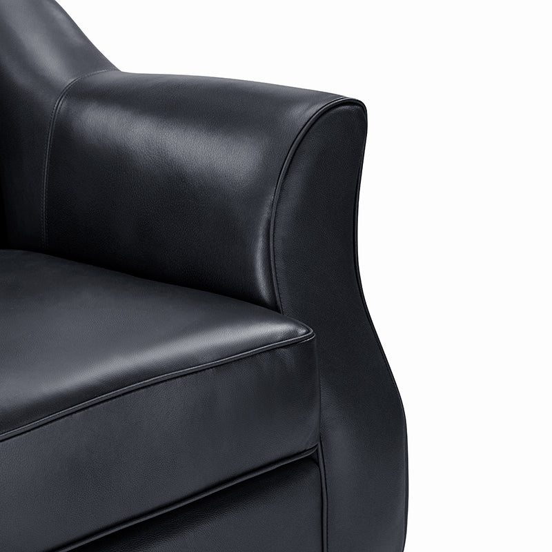Hugo Traditional Style Curved Genuine Leather Sofa - Elegant Living Room Furniture for Home, Office & Lounge Decor