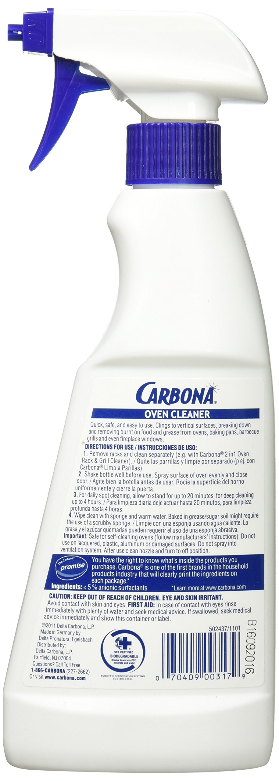 Delta Carbona Biodegradable Oven Cleaner - 16.8 fl oz Eco-Friendly Kitchen Cleaner for Stove, Range & Grease Removal - Safe for Home & Commercial Use