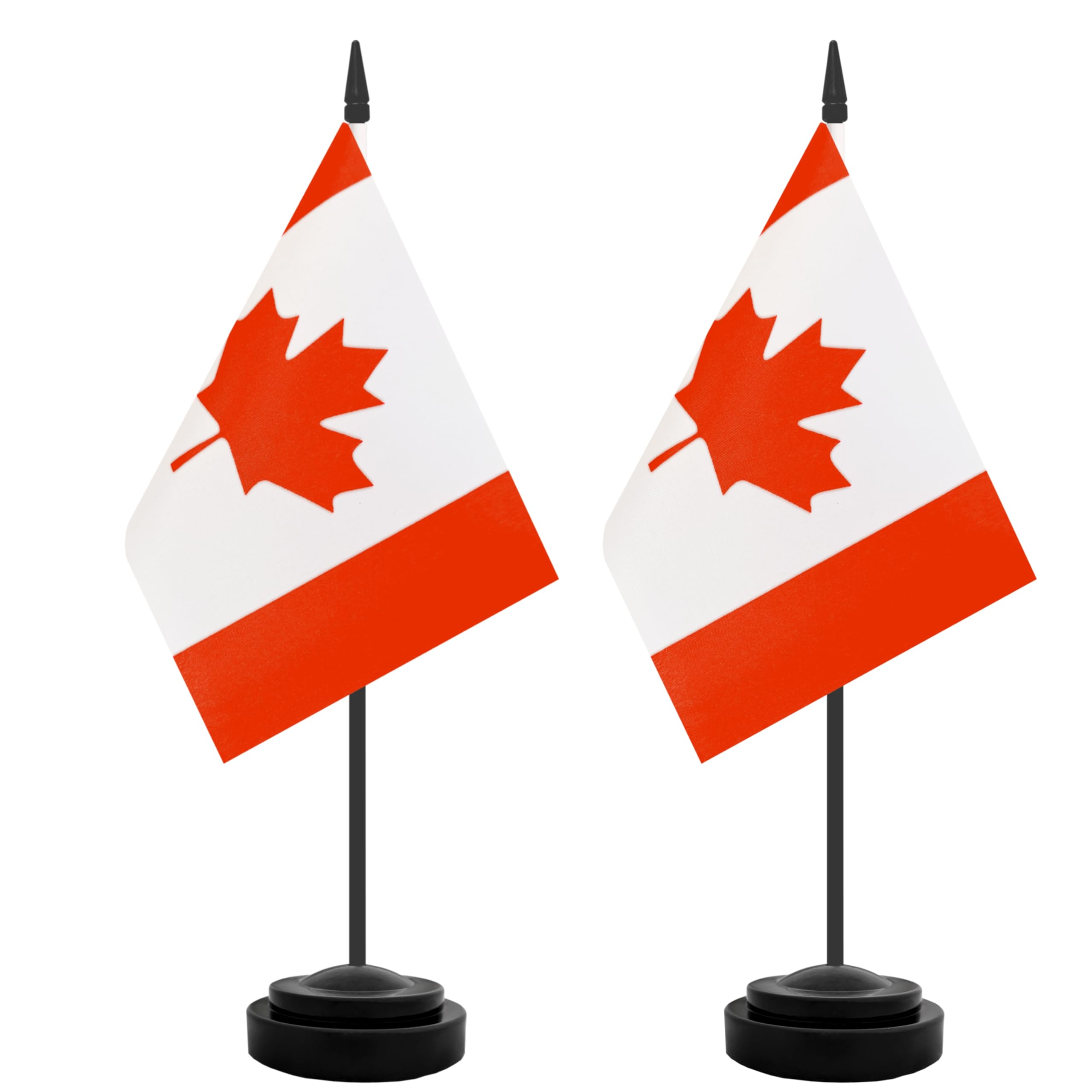 2 Pack Canada Desk Flags - Miniature Canadian Table Office Flags with 12